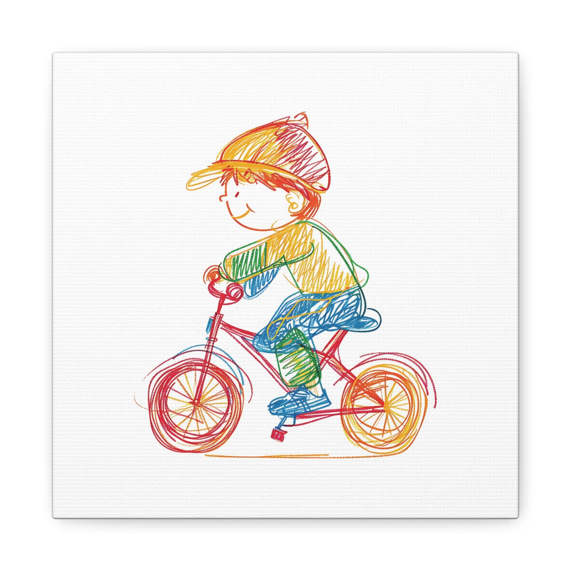 Bicycle Kid Canvas Wall Art Square - Canvasses