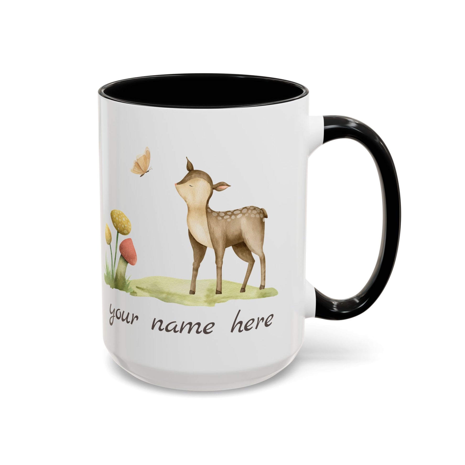 Watercolor Deer Personalized Accent Mug - Canvasses