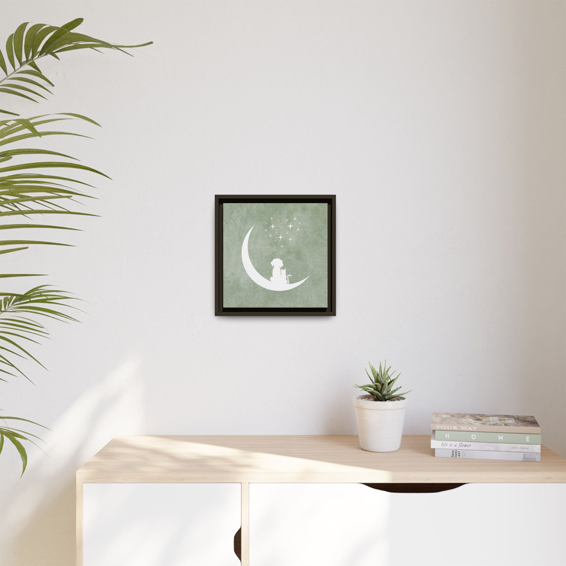 Moonlit Friends Framed Canvas Wall Art Square - Canvasses