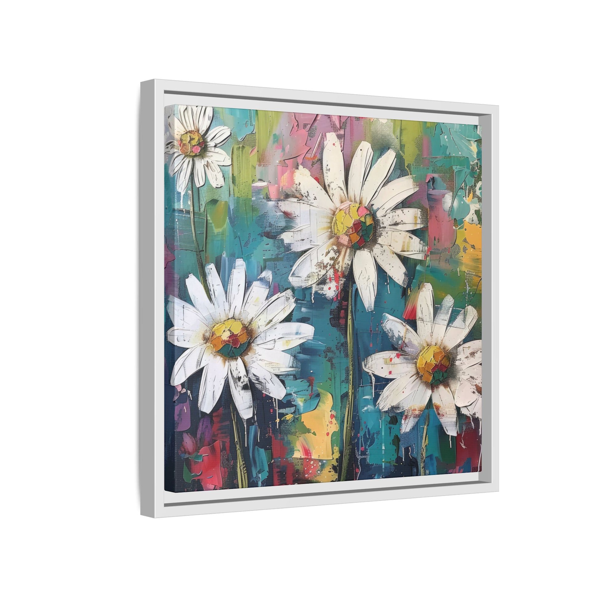 Daisy Daydreams Framed Canvas Wall Art Square - Canvasses