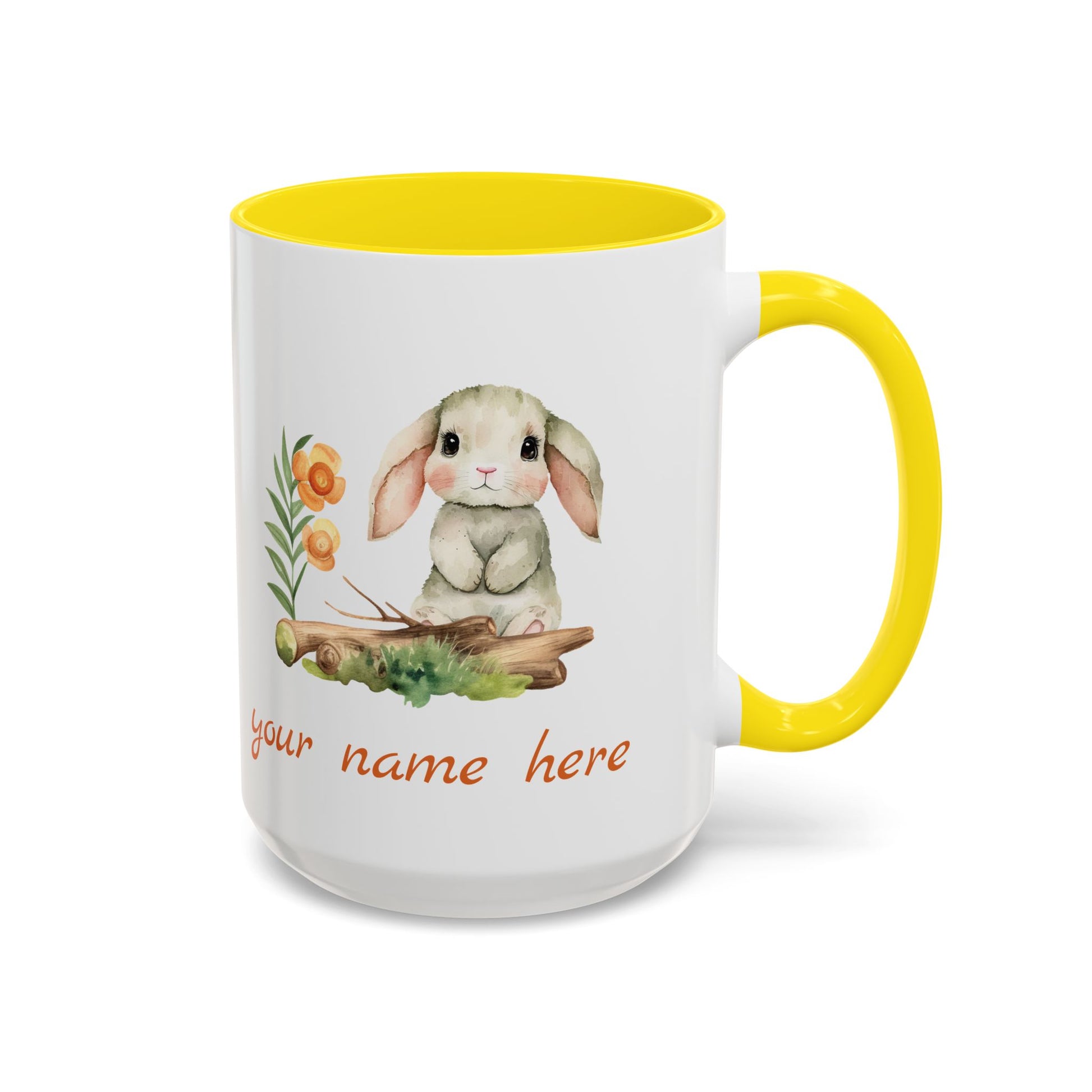 Watercolor Bunny Personalized Accent Mug - Canvasses