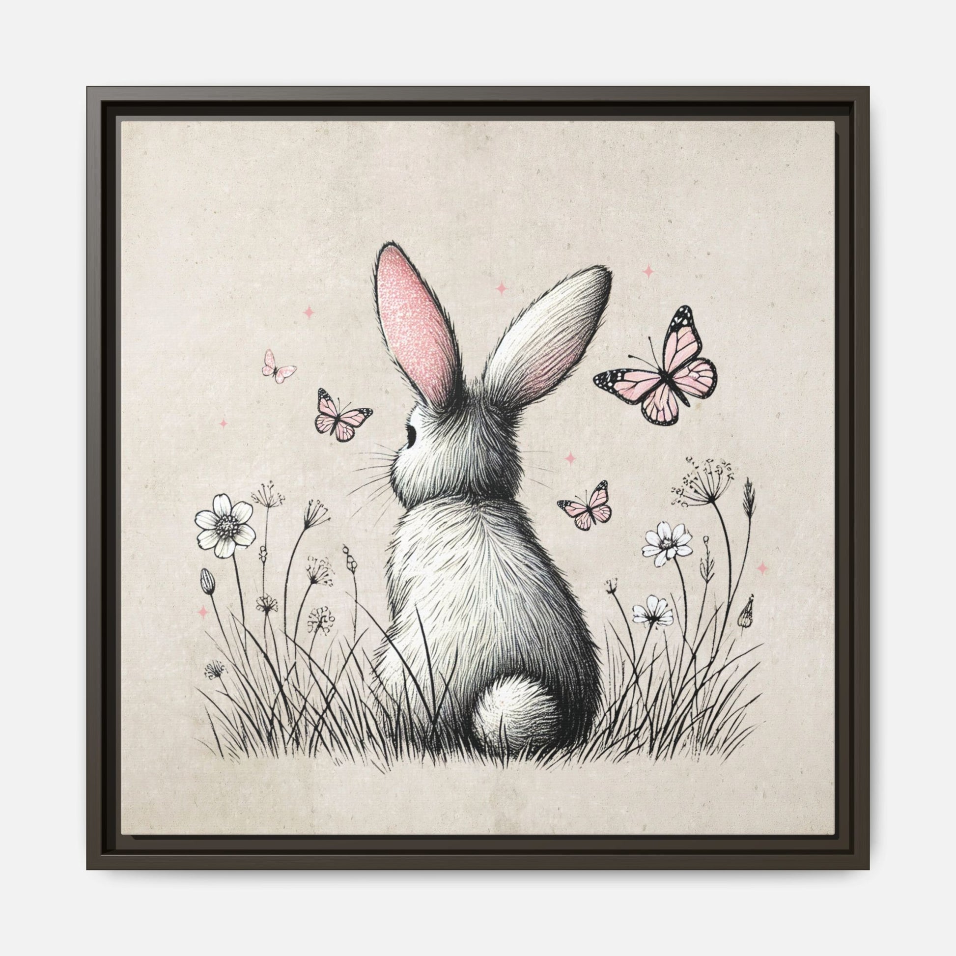 Bunny Playground Framed Canvas Wall Art Square - Canvasses