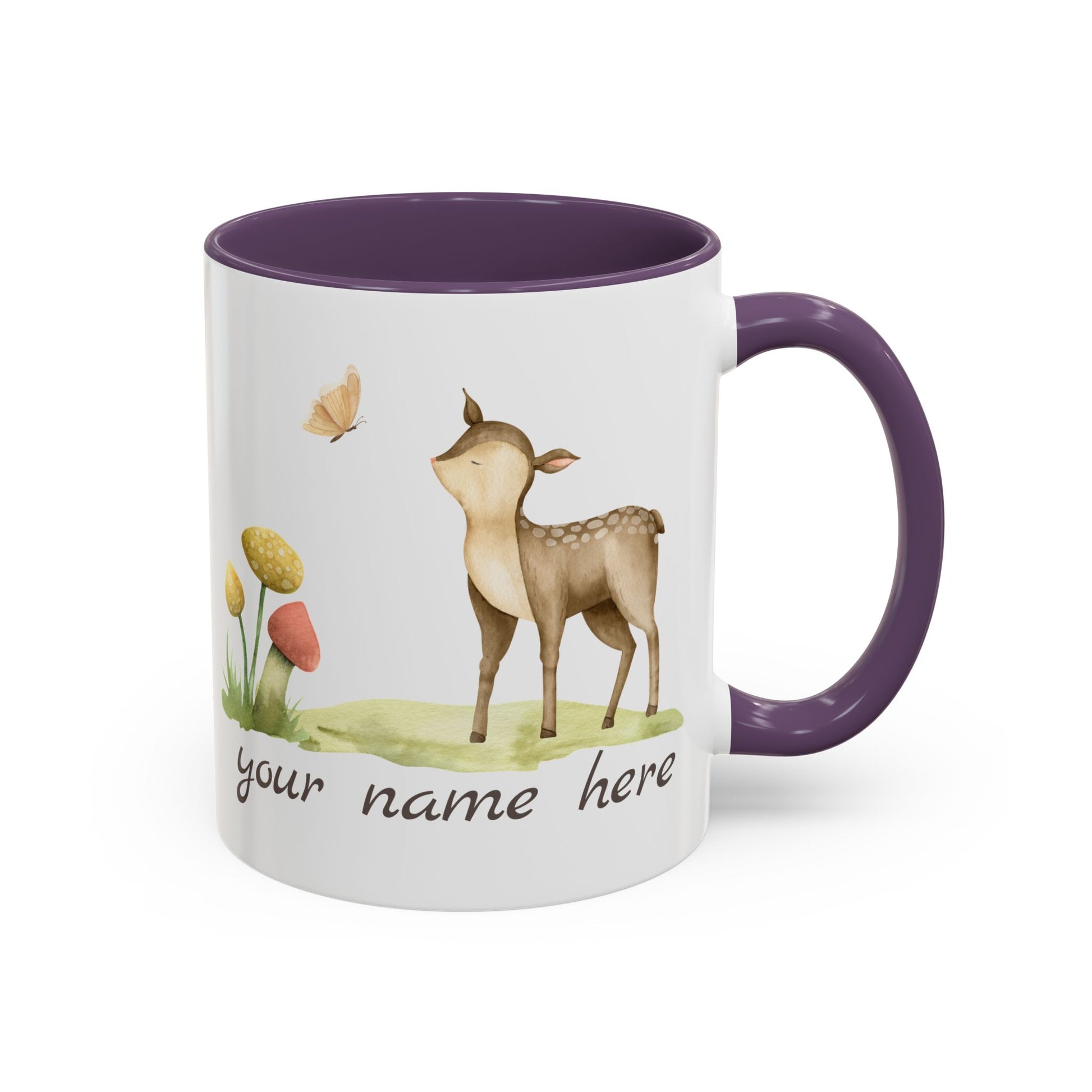 Watercolor Deer Personalized Accent Mug - Canvasses
