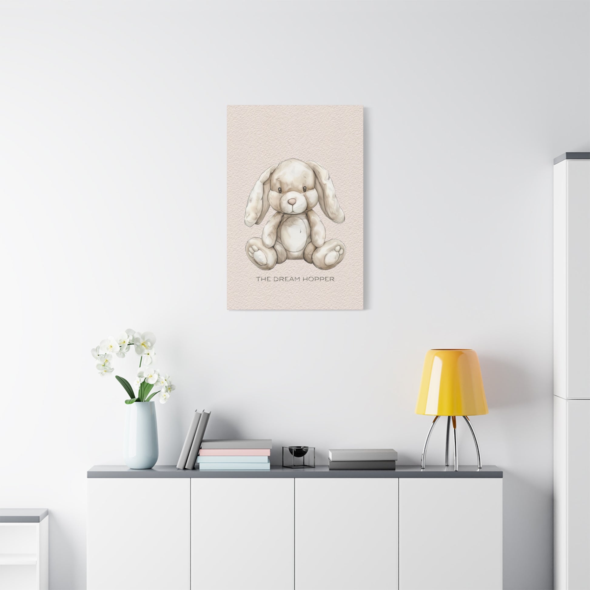 Vintage Plush Rabbit Canvas Wall Art Vertical - Canvasses