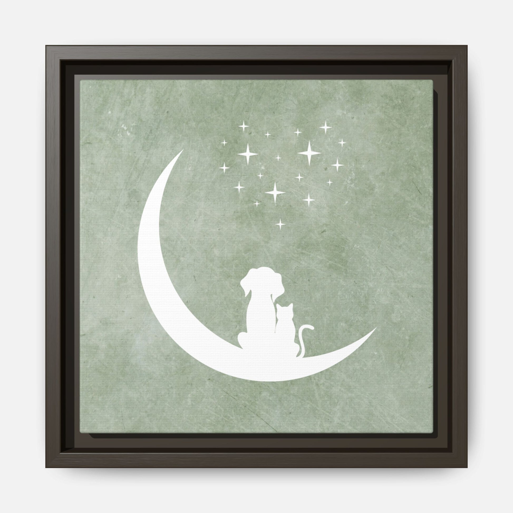 Moonlit Friends Framed Canvas Wall Art Square - Canvasses