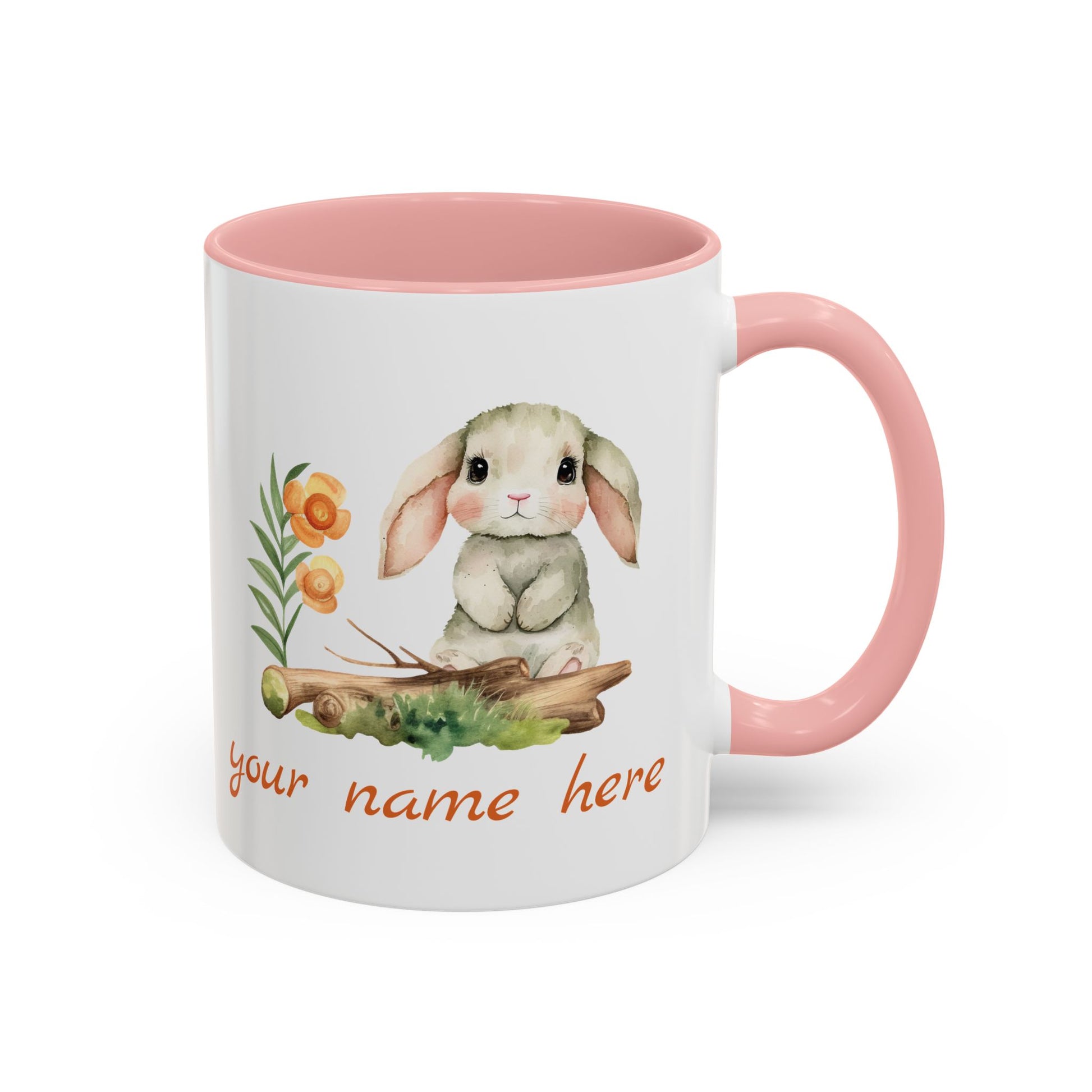 Watercolor Bunny Personalized Accent Mug - Canvasses