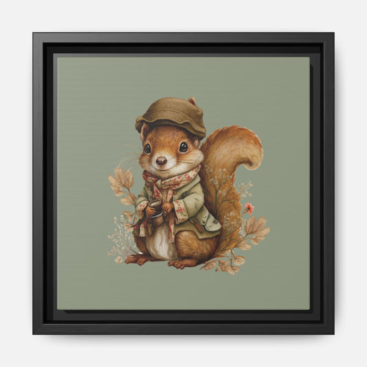 The Nut Collector Framed Canvas Wall Art Square - Canvasses