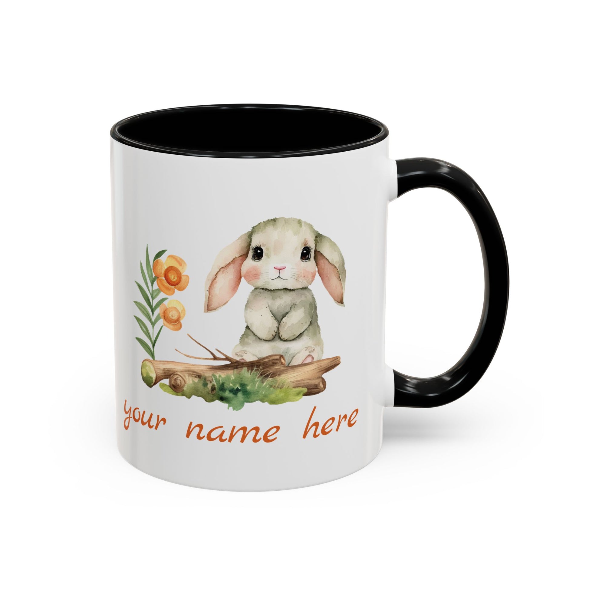Watercolor Bunny Personalized Accent Mug - Canvasses