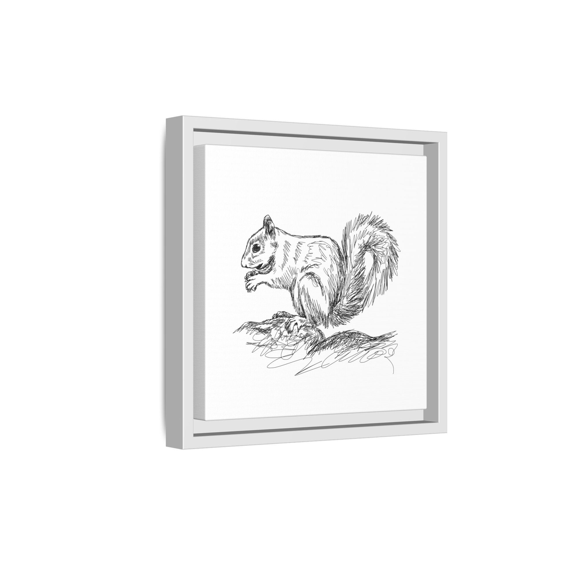 Squirrel Sketch Framed Canvas Wall Art Square - Canvasses