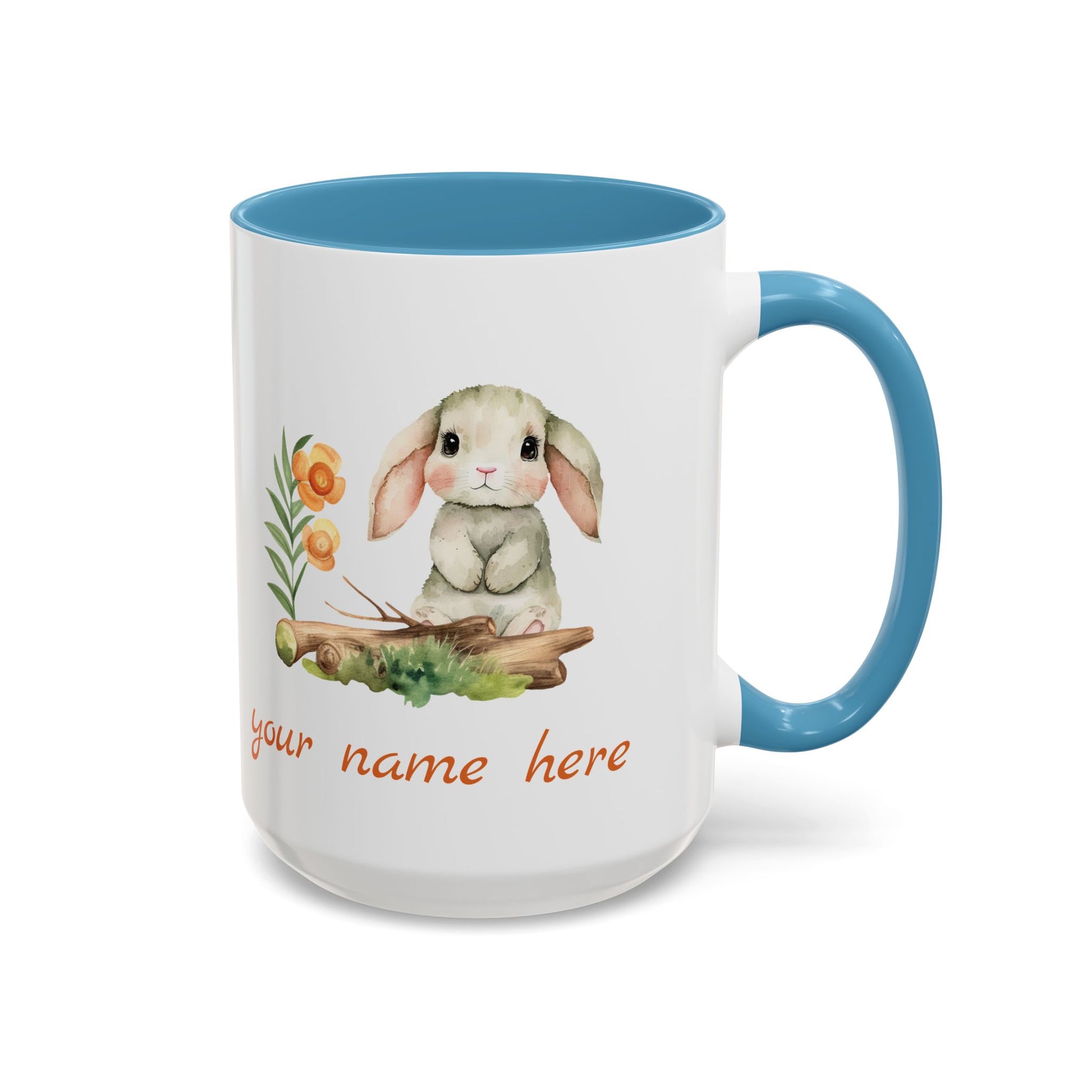 Watercolor Bunny Personalized Accent Mug - Canvasses