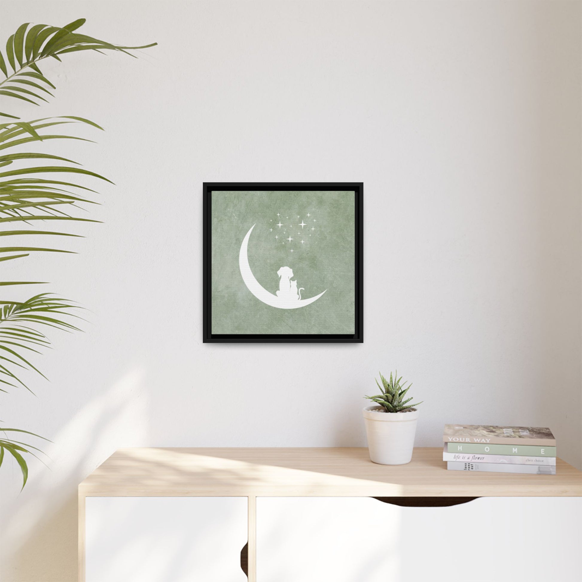 Moonlit Friends Framed Canvas Wall Art Square - Canvasses