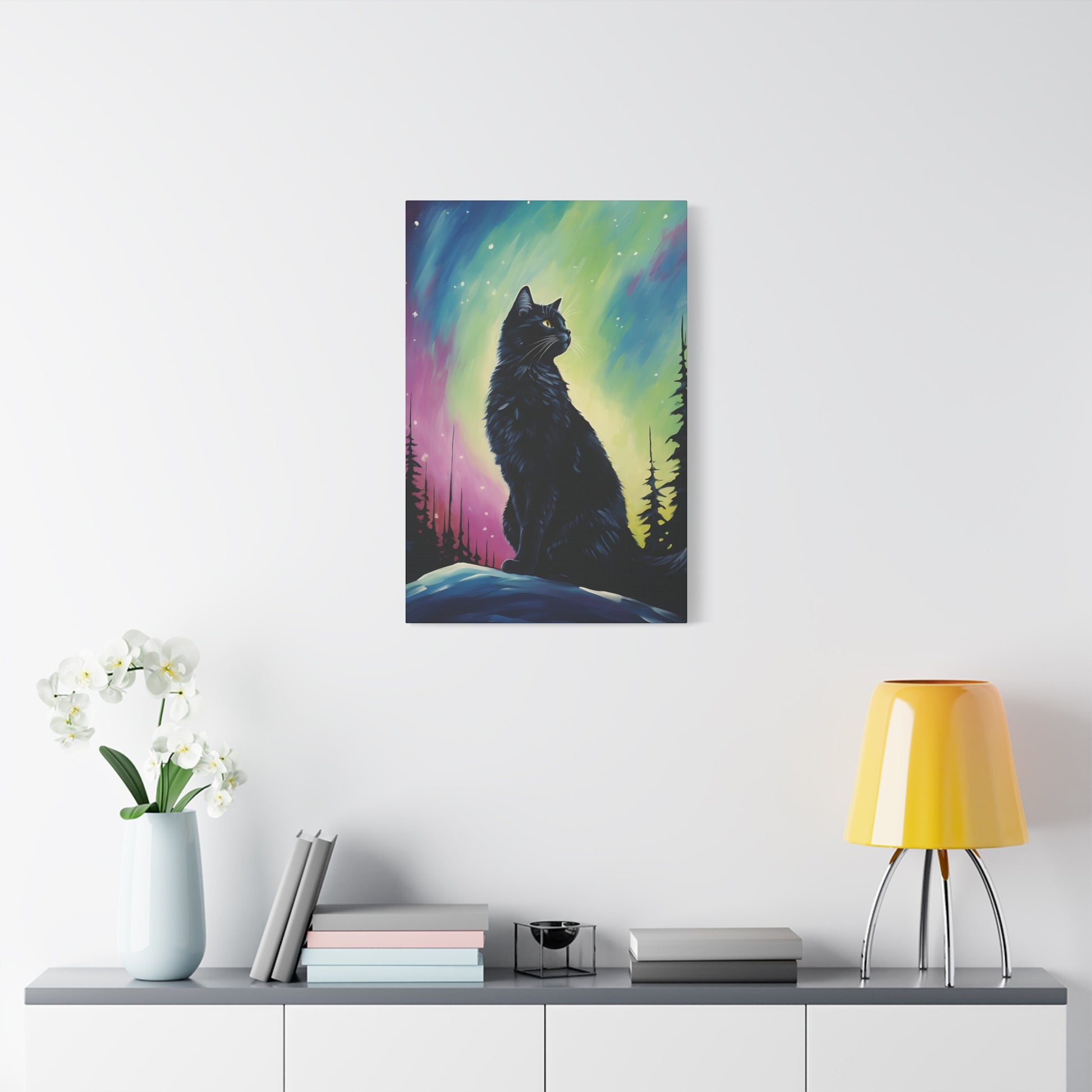 Aurora Cat Canvas Wall Art Vertical - Canvasses