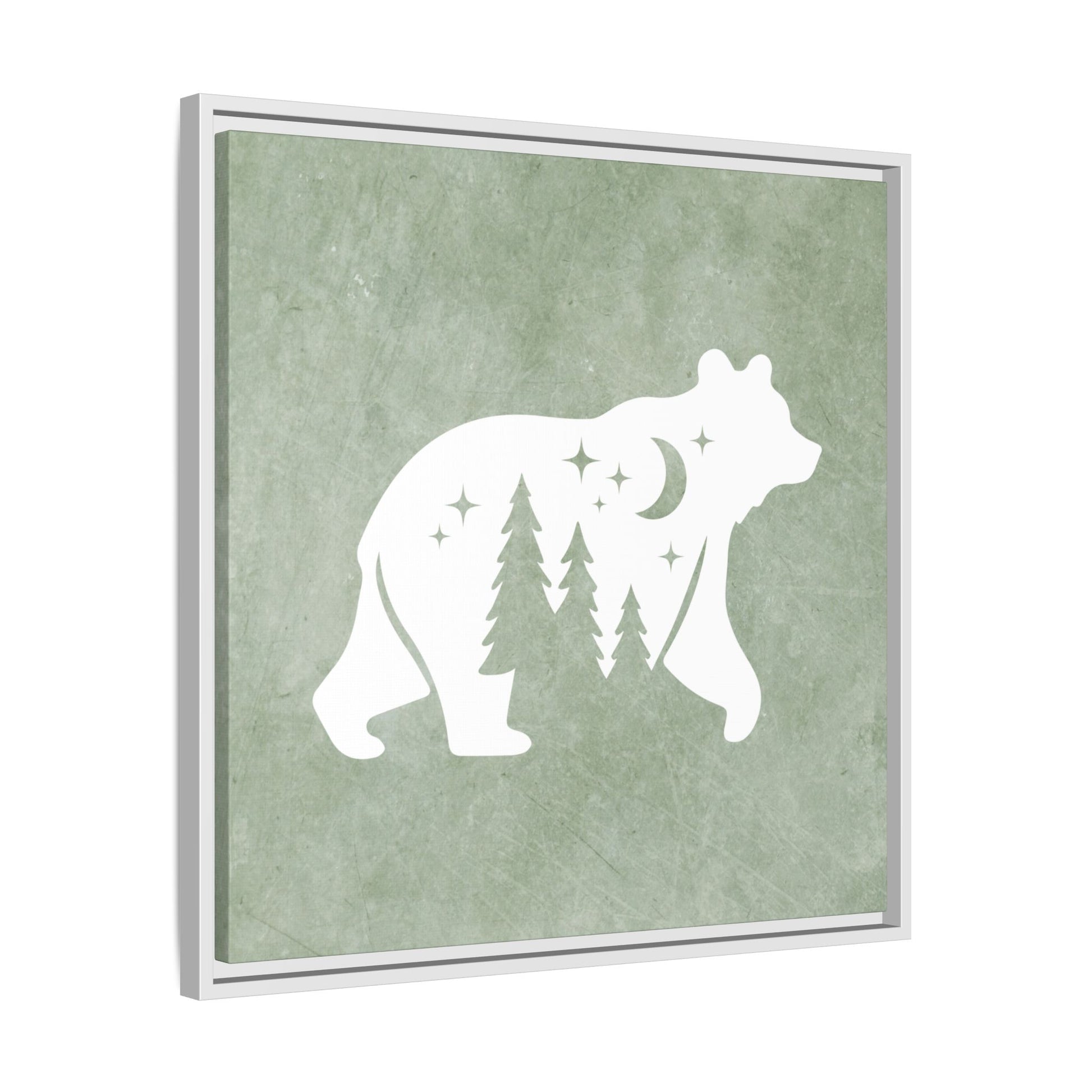Silhouette Bear Framed Canvas Wall Art Square - Canvasses