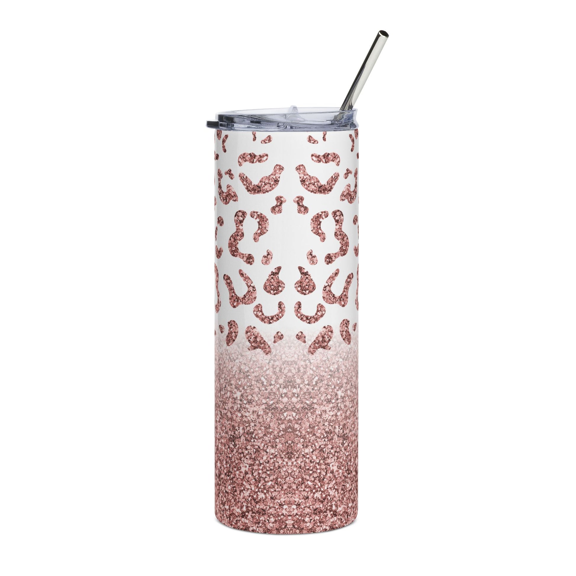 Rose Glitter Leopard 20 oz Skinny Tumbler - Canvasses