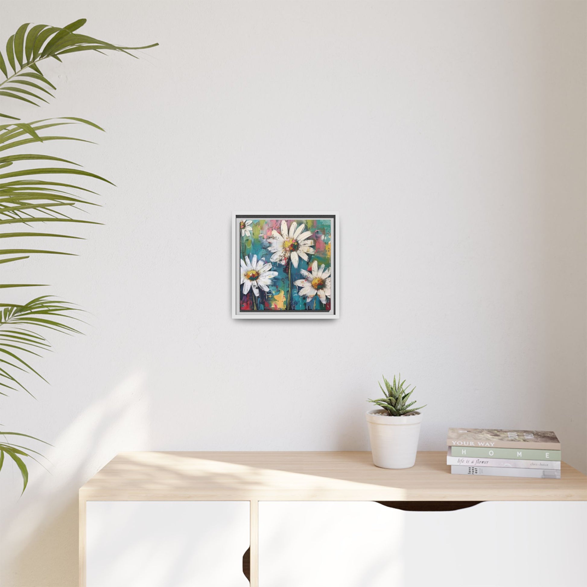 Daisy Daydreams Framed Canvas Wall Art Square - Canvasses