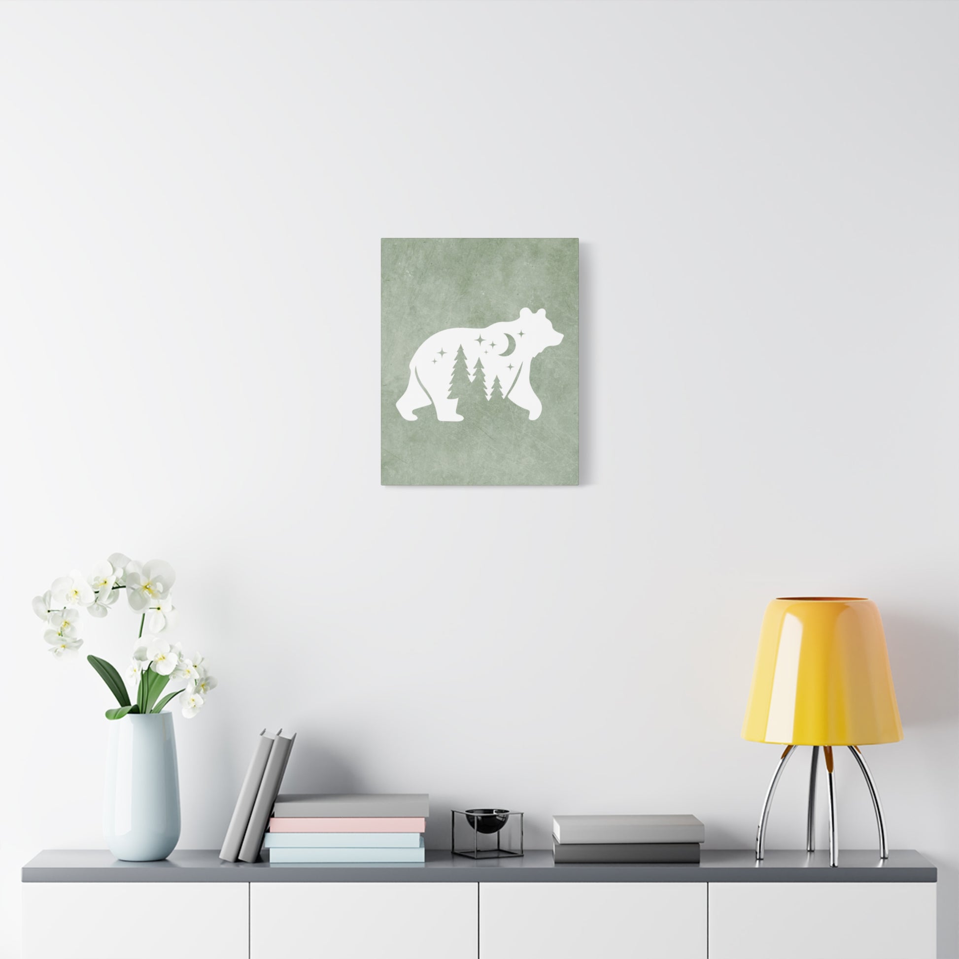 Silhouette Bear Canvas Wall Art Vertical - Canvasses