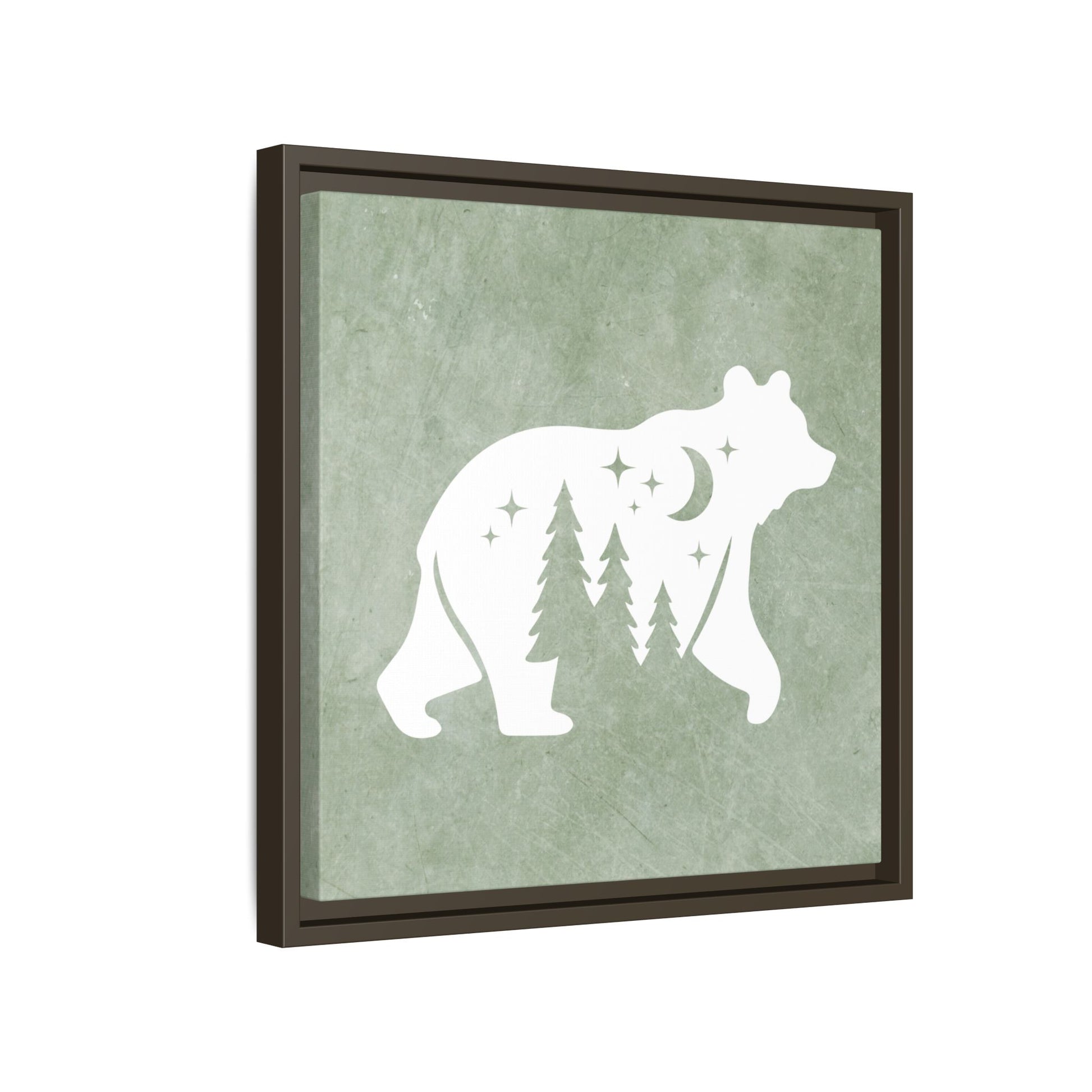 Silhouette Bear Framed Canvas Wall Art Square - Canvasses
