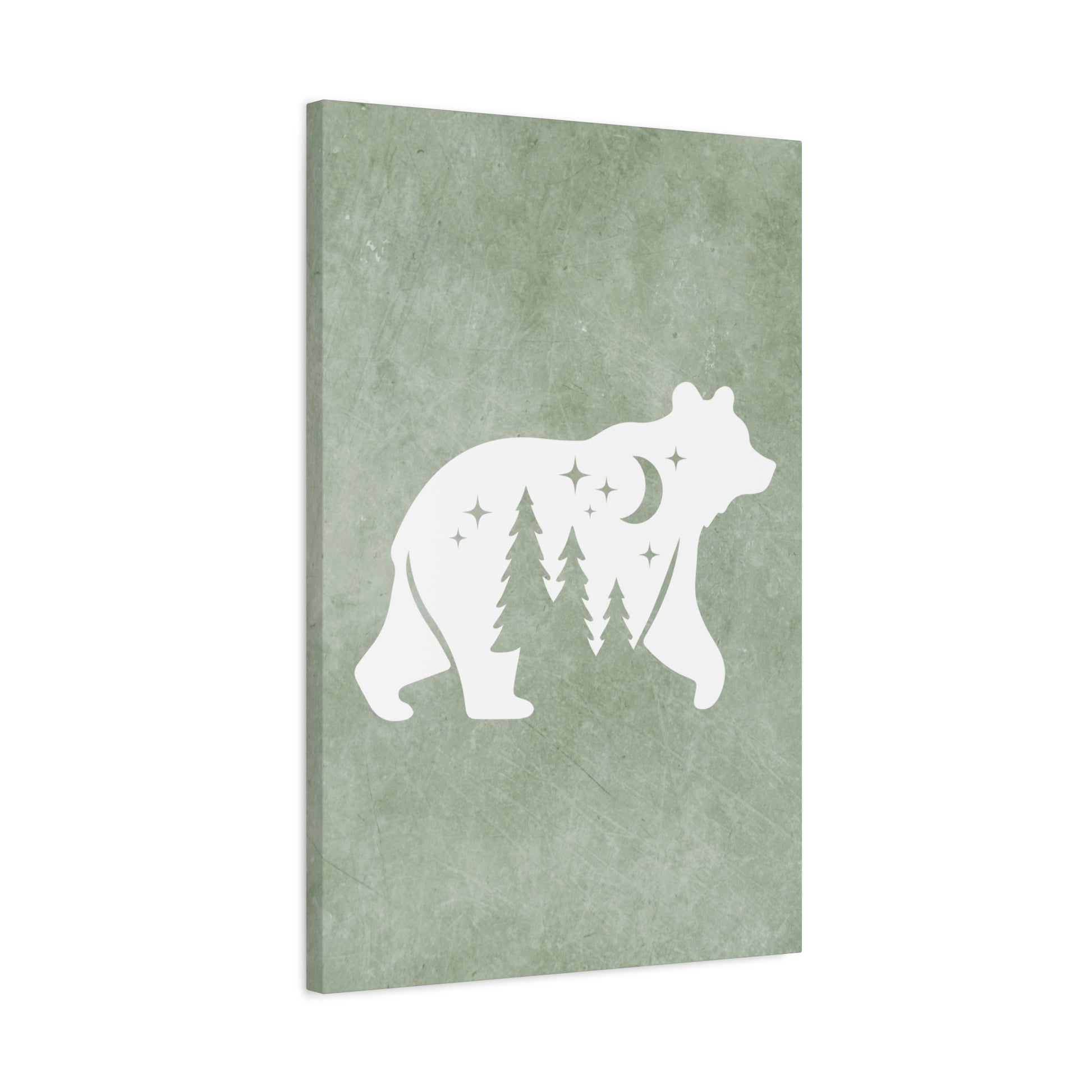 Silhouette Bear Canvas Wall Art Vertical - Canvasses