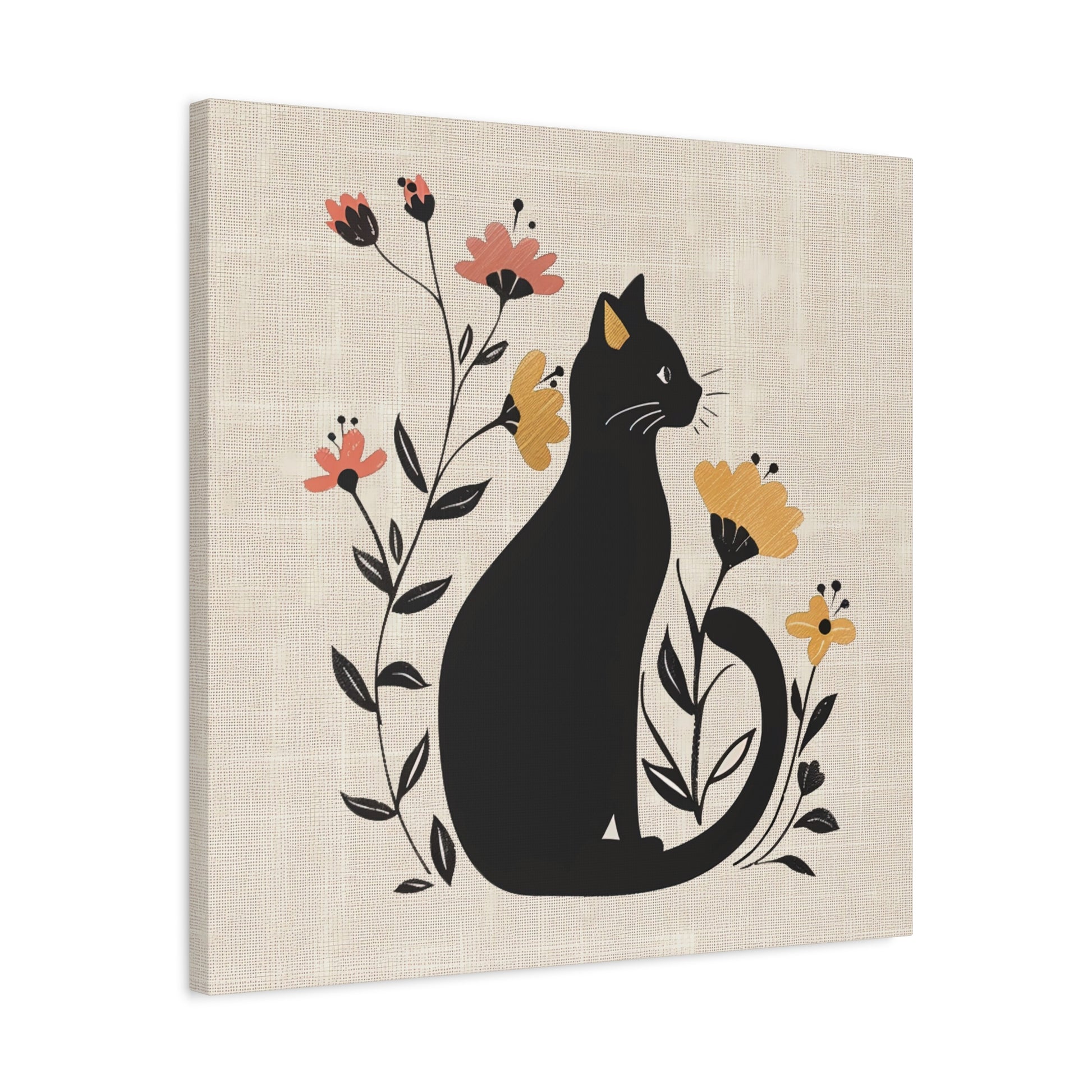 Cat in Bloom Canvas Wall Art Square - Canvasses