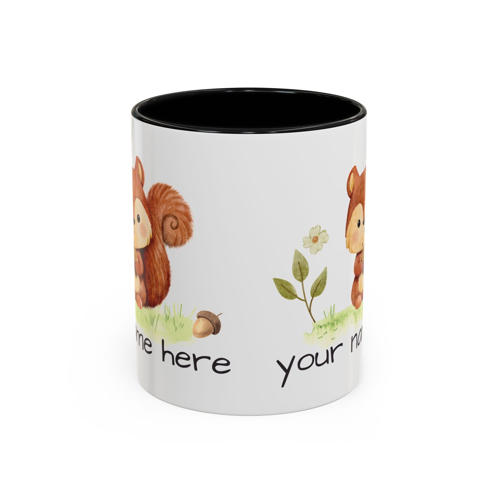 Watercolor Squirrel Personalized Accent Mug - Canvasses
