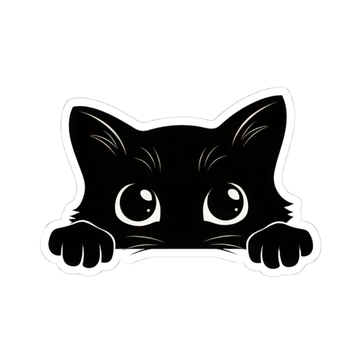 Black Peekaboo Cat Kiss - Cut Sticker - Canvasses