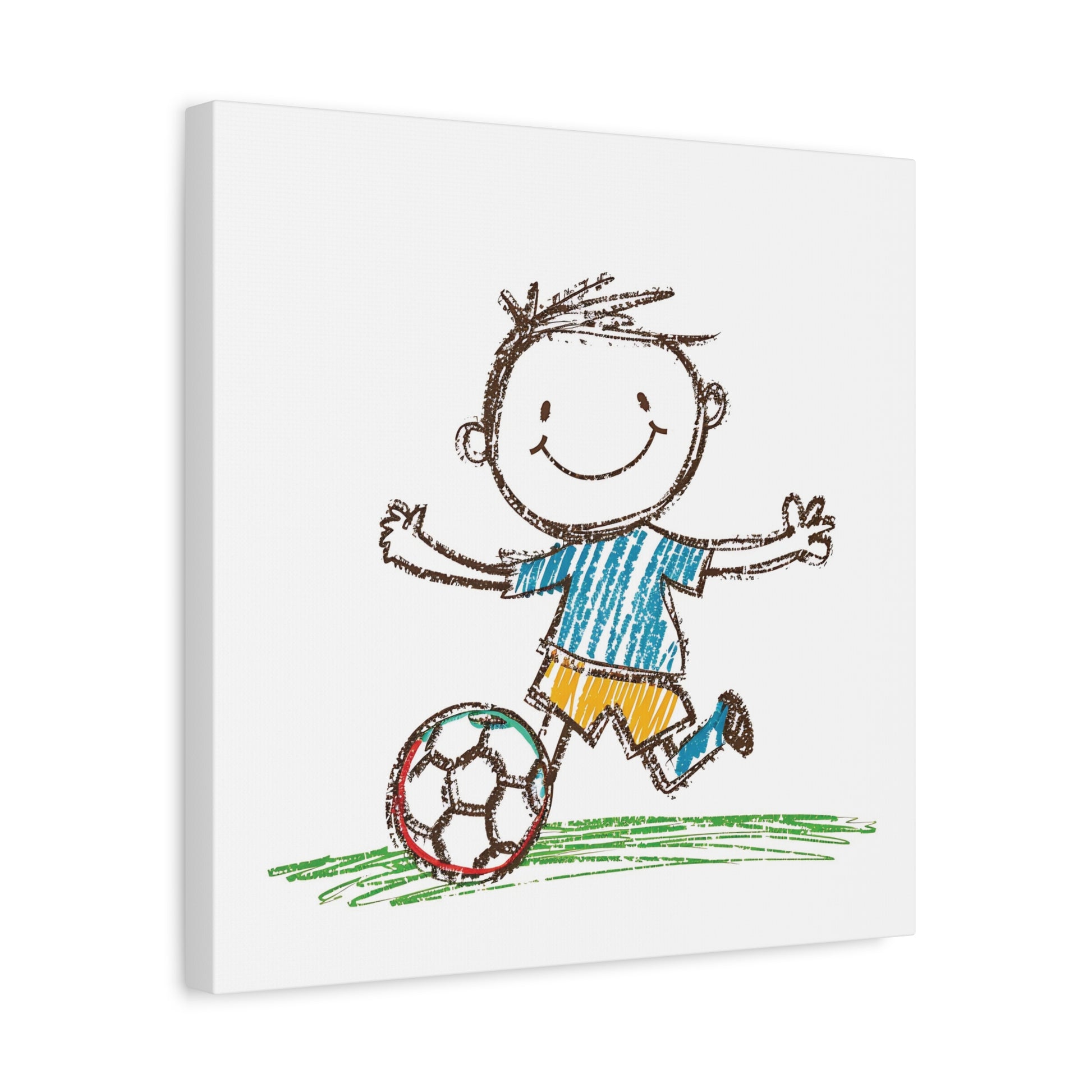 Soccer Kid Canvas Wall Art Square - Canvasses