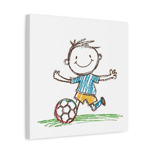 Soccer Kid Canvas Wall Art Square - Canvasses