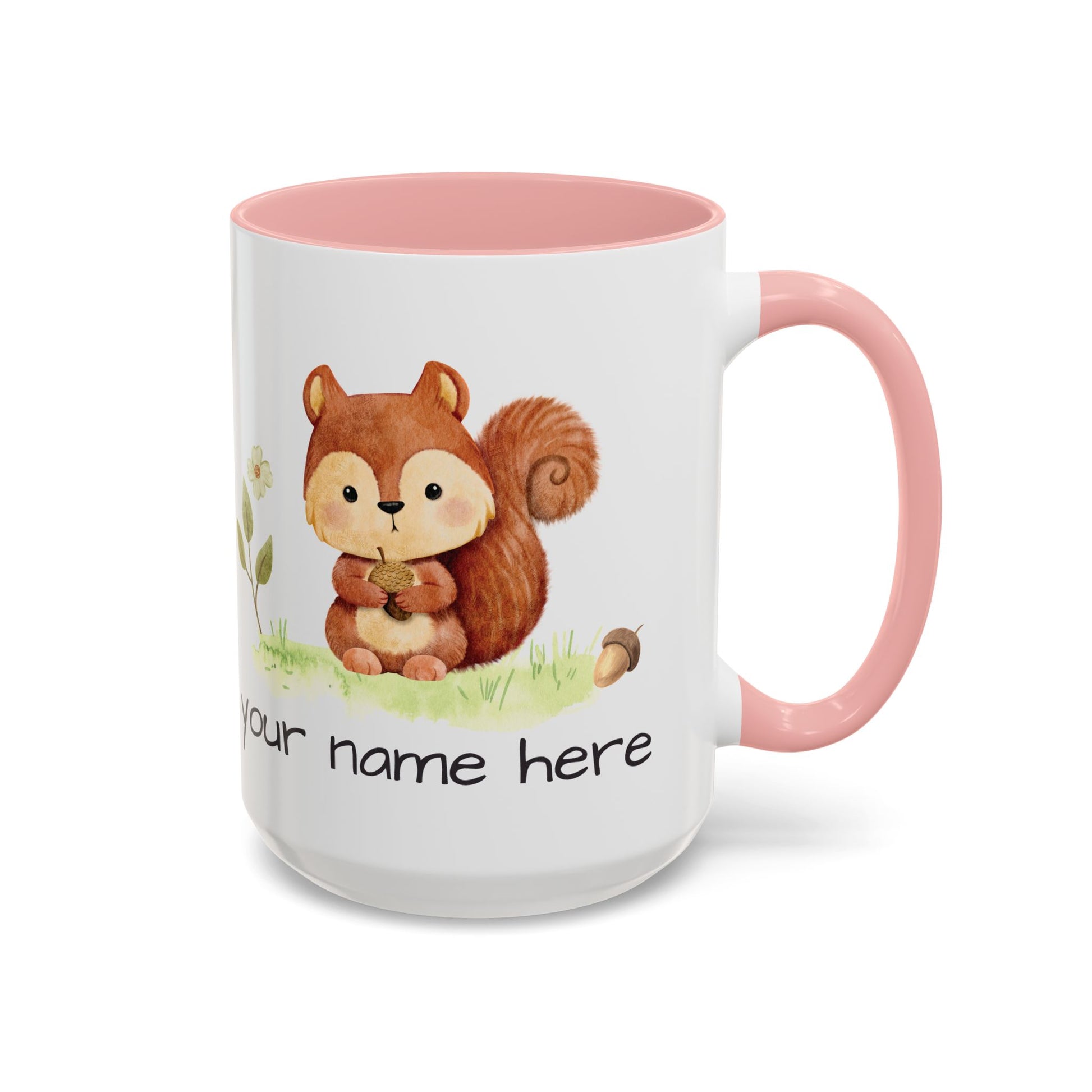 Watercolor Squirrel Personalized Accent Mug - Canvasses