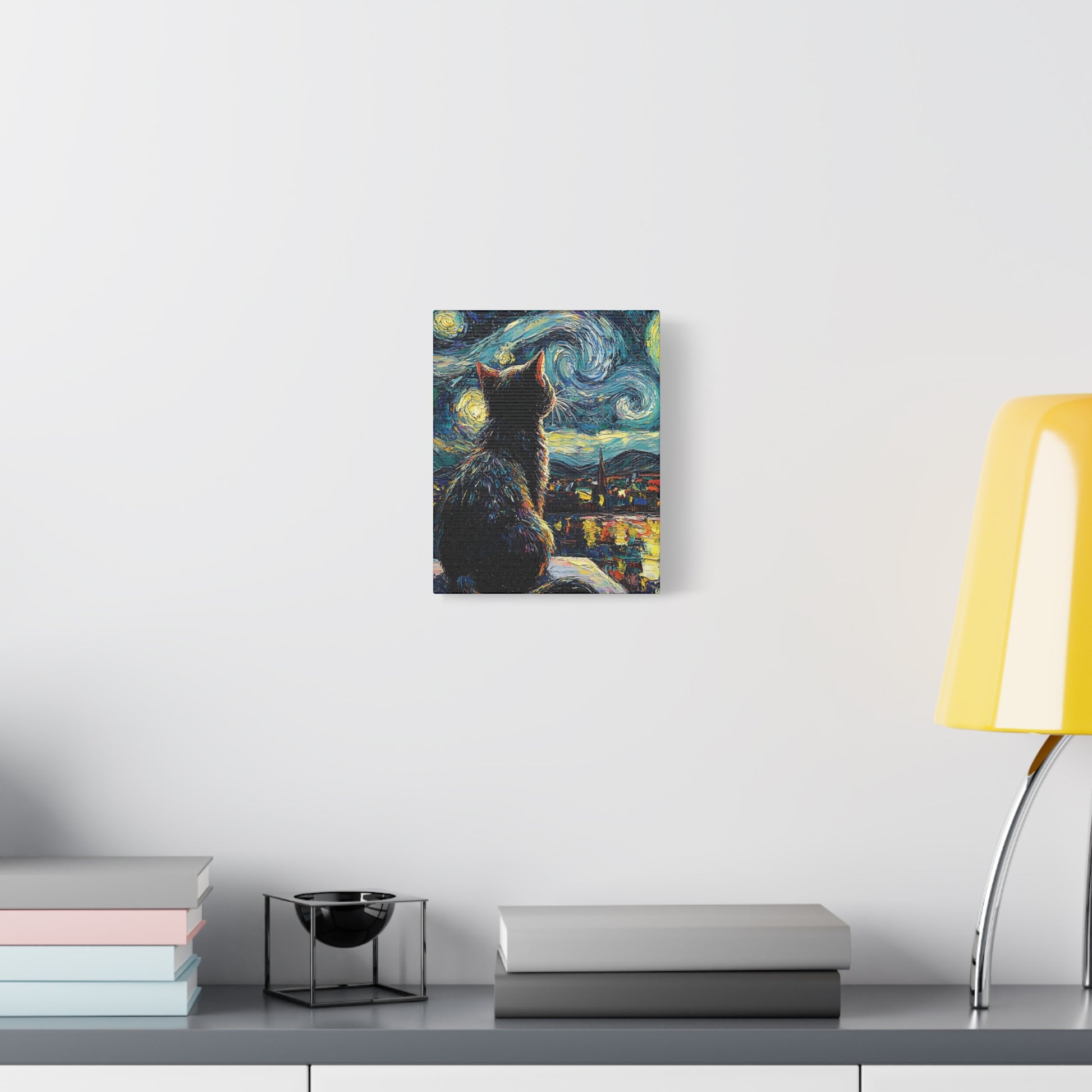 Starry Cat Canvas Wall Art Vertical - Canvasses