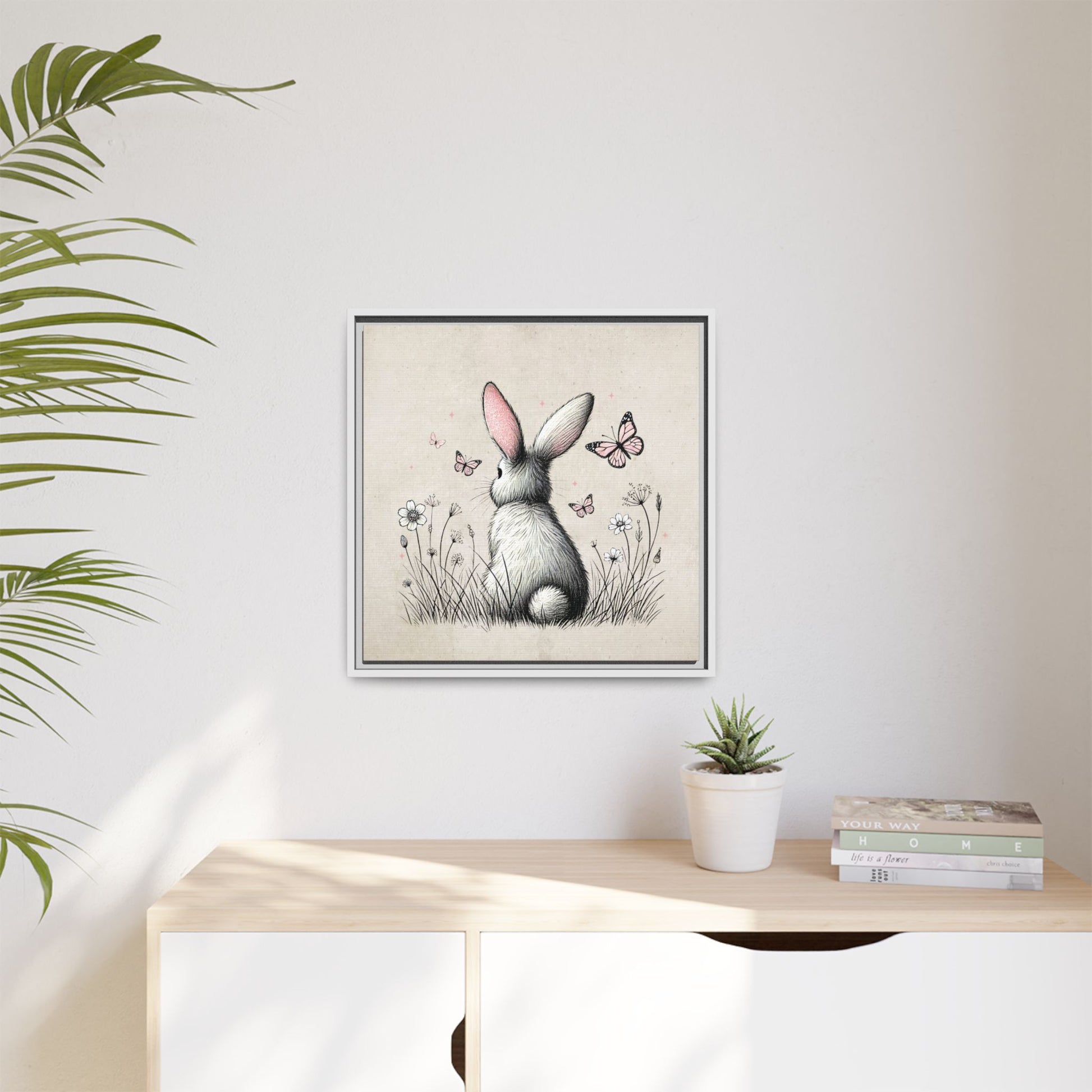 Bunny Playground Framed Canvas Wall Art Square - Canvasses