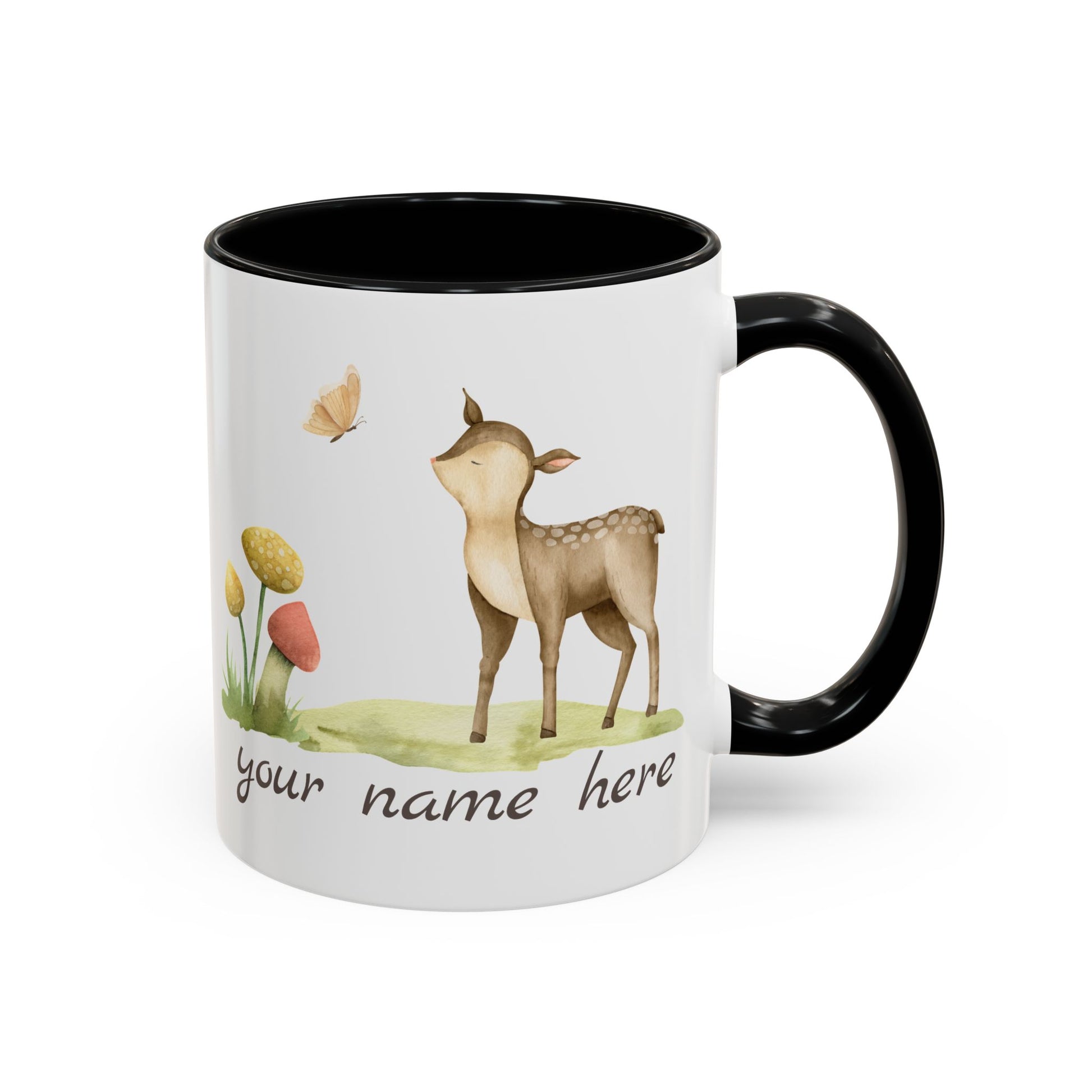 Watercolor Deer Personalized Accent Mug - Canvasses