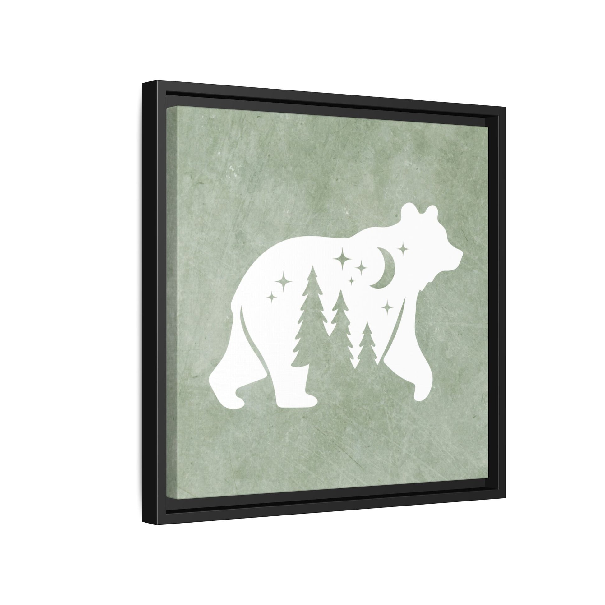 Silhouette Bear Framed Canvas Wall Art Square - Canvasses