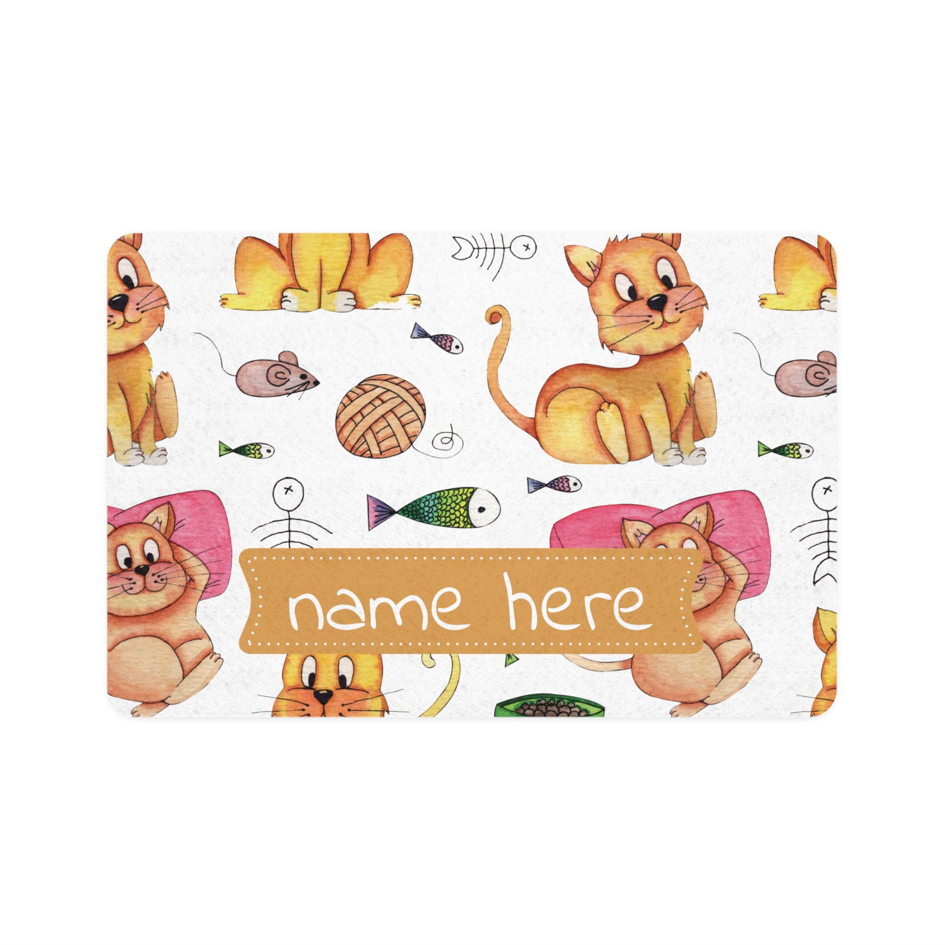Lazy Cat Personalized Pet Food Mat - Canvasses