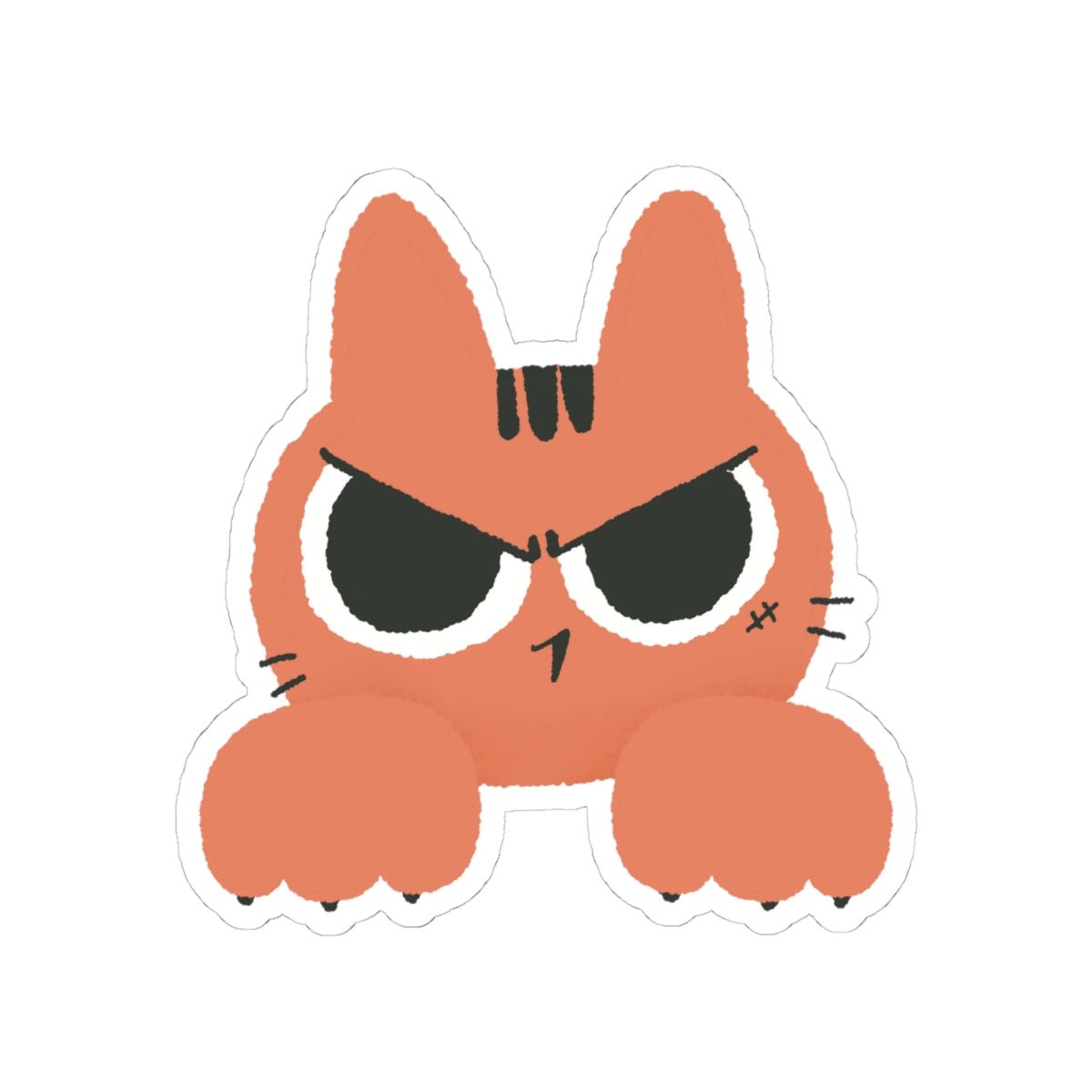Grumpy Peekaboo Cat Kiss - Cut Sticker - Canvasses