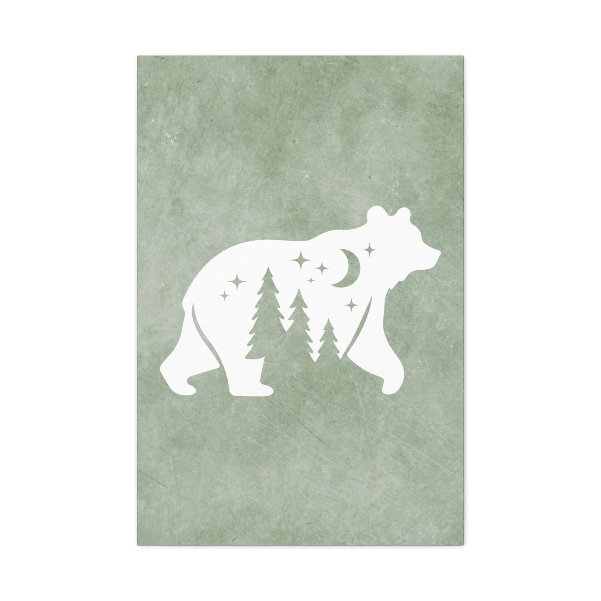 Silhouette Bear Canvas Wall Art Vertical - Canvasses