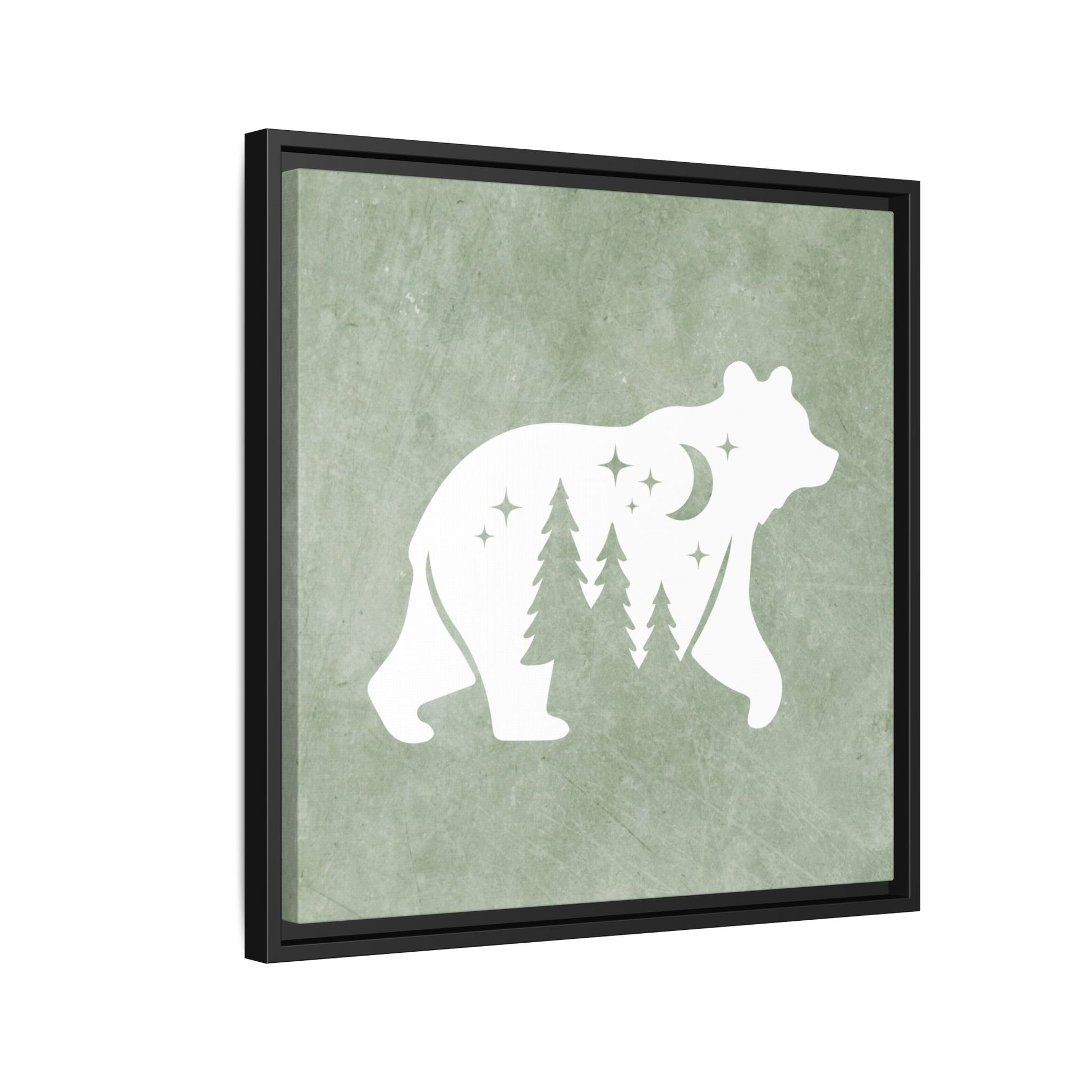 Silhouette Bear Framed Canvas Wall Art Square - Canvasses