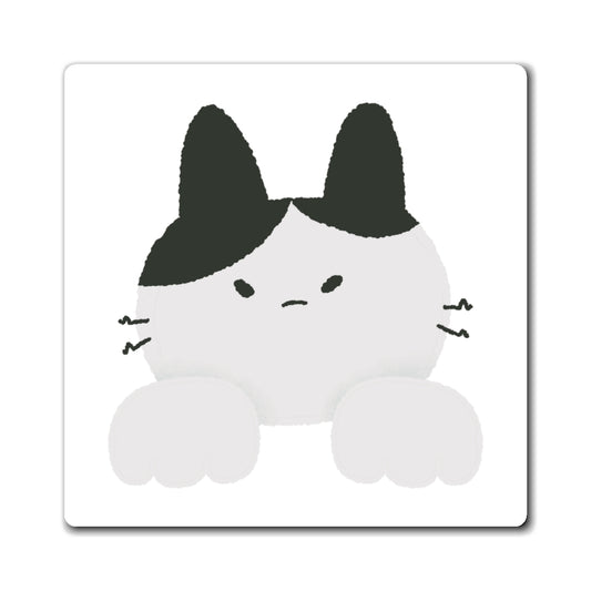 Gray Peekaboo Cat Square Magnet - Canvasses