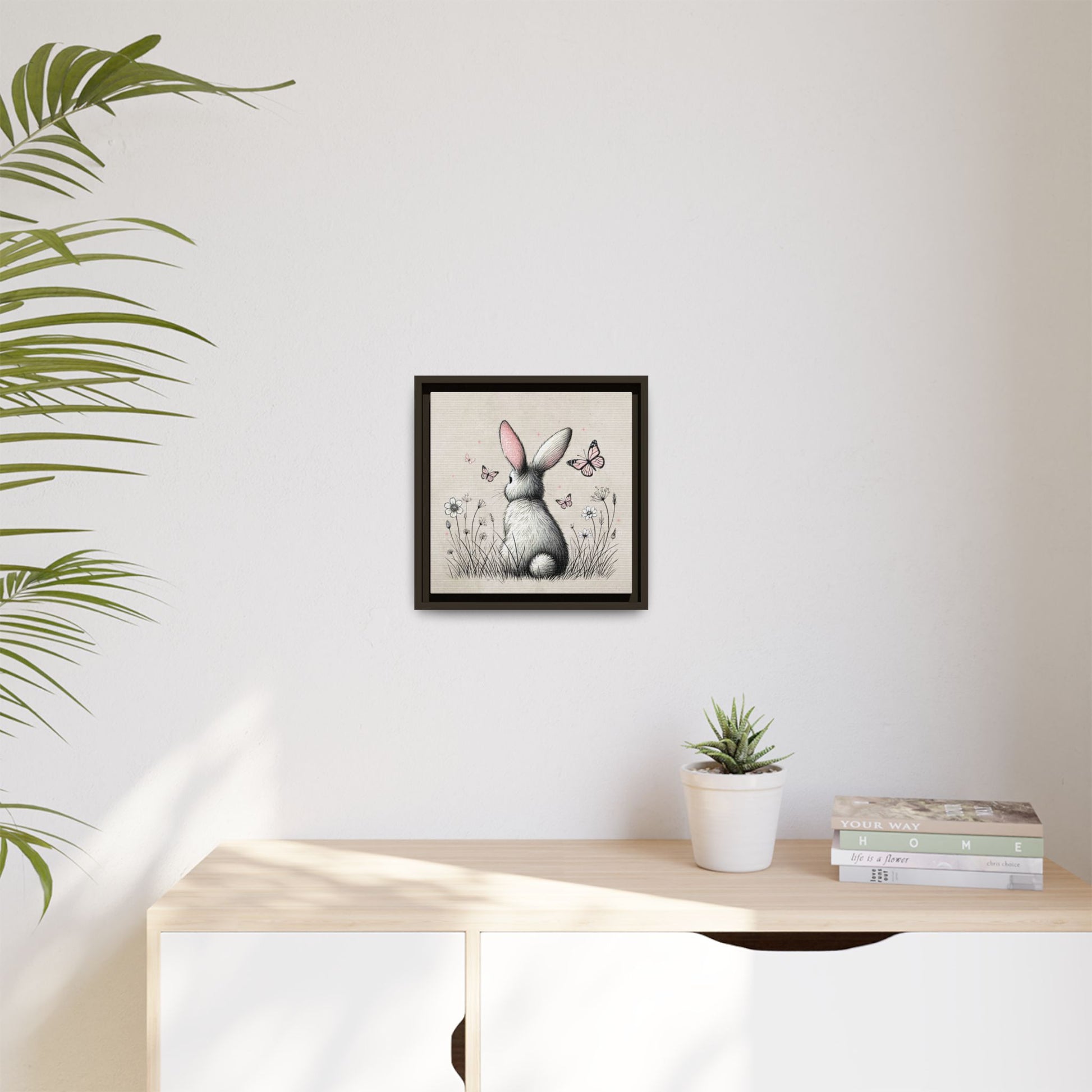 Bunny Playground Framed Canvas Wall Art Square - Canvasses