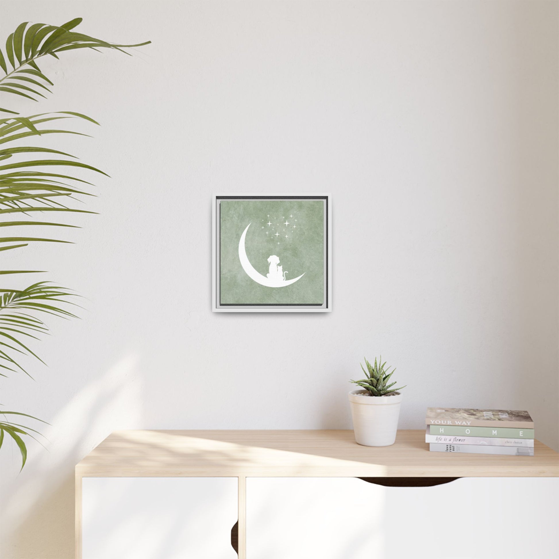 Moonlit Friends Framed Canvas Wall Art Square - Canvasses