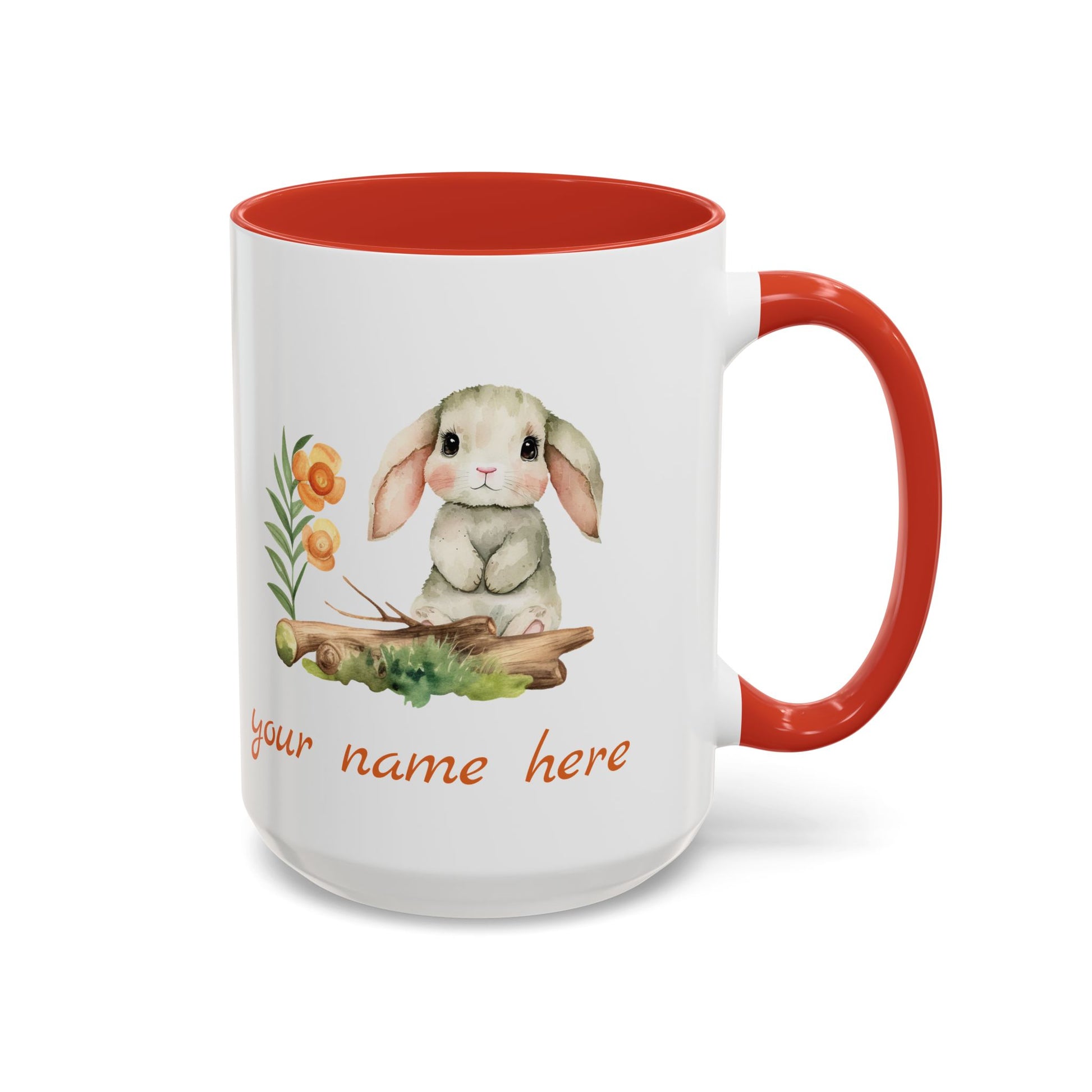 Watercolor Bunny Personalized Accent Mug - Canvasses