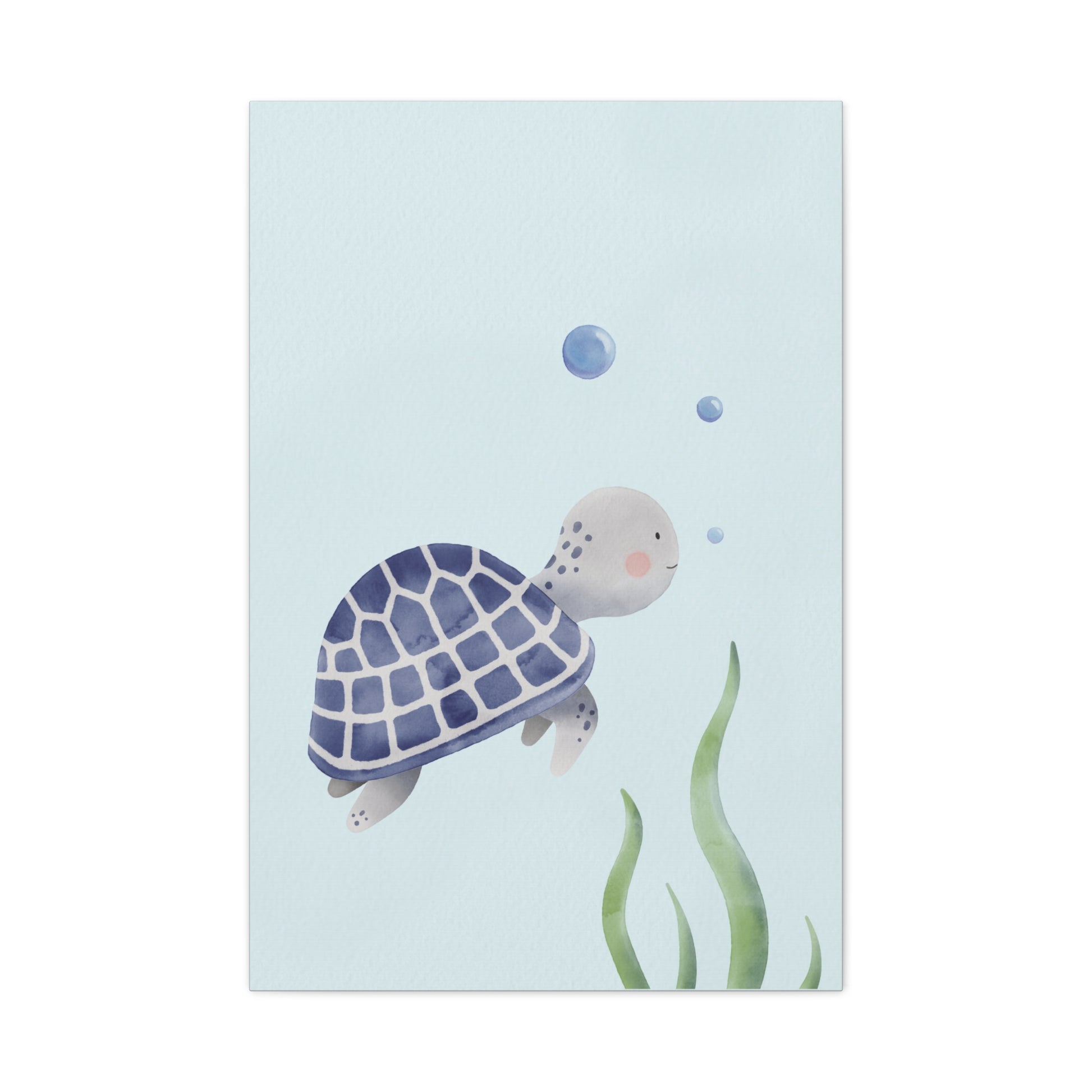 Watercolor Turtle Blue Canvas Wall Art Vertical - Canvasses