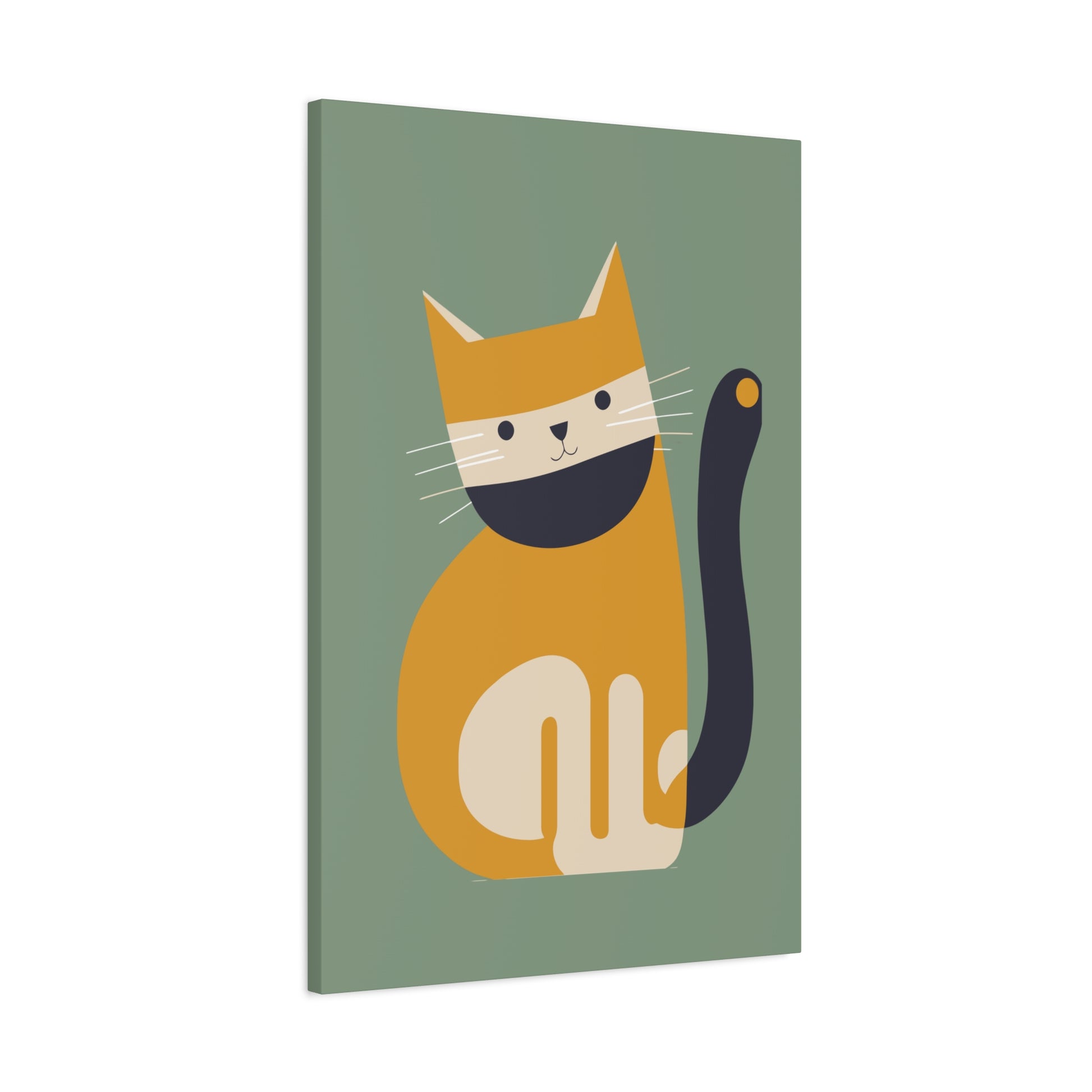 Orange Cat Canvas Wall Art Vertical - Canvasses