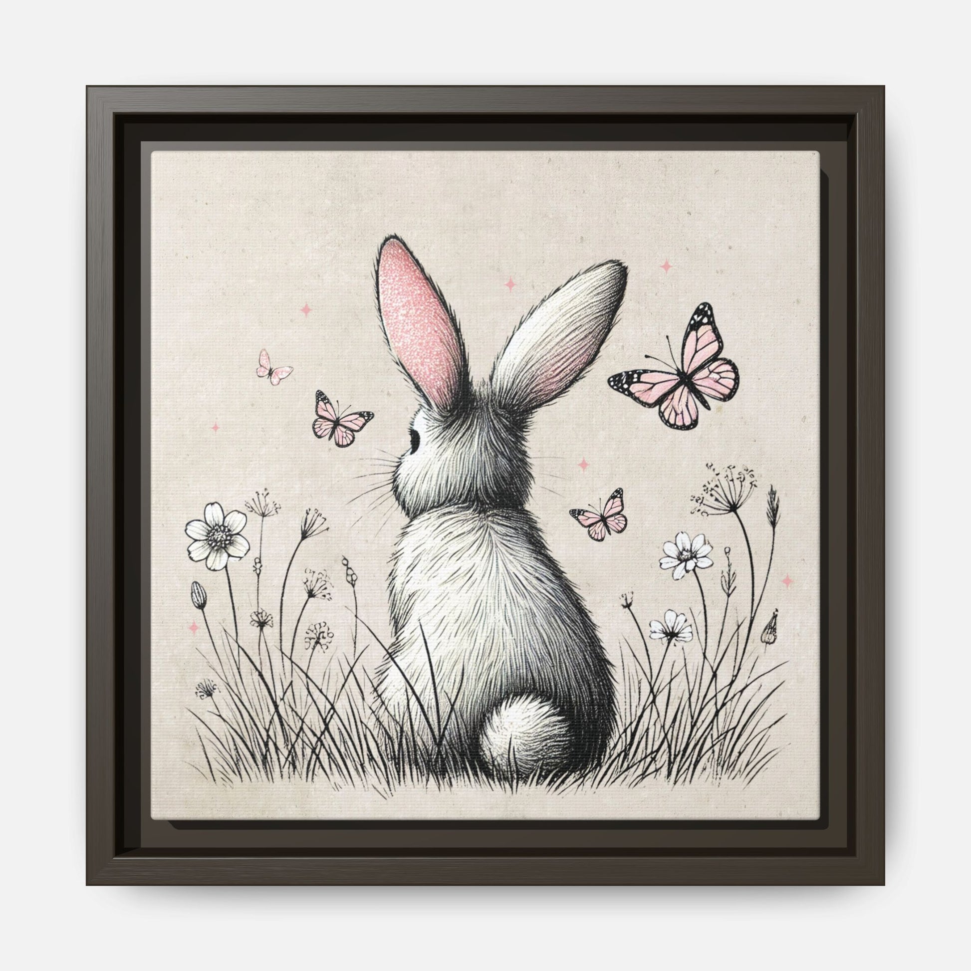 Bunny Playground Framed Canvas Wall Art Square - Canvasses