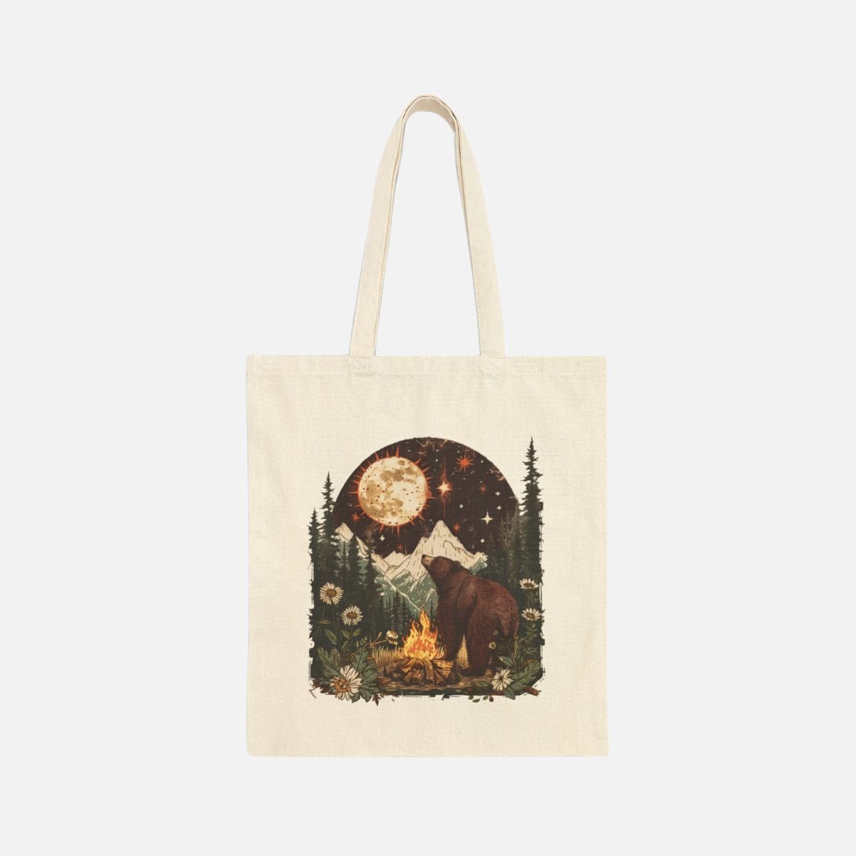 Bear Campfire Canvas Tote Bag - Canvasses