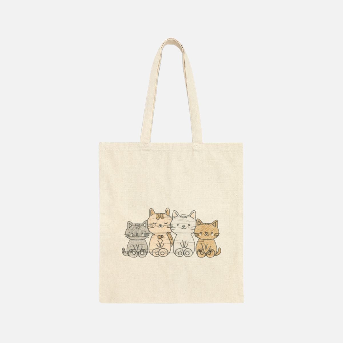 Embroidery - Inspired Cat Friends Canvas Tote Bag - Canvasses