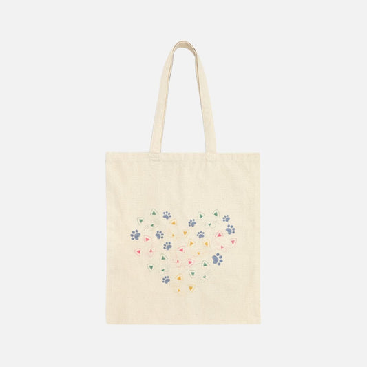 Embroidery - Inspired Cat Hearts Canvas Tote Bag - Canvasses