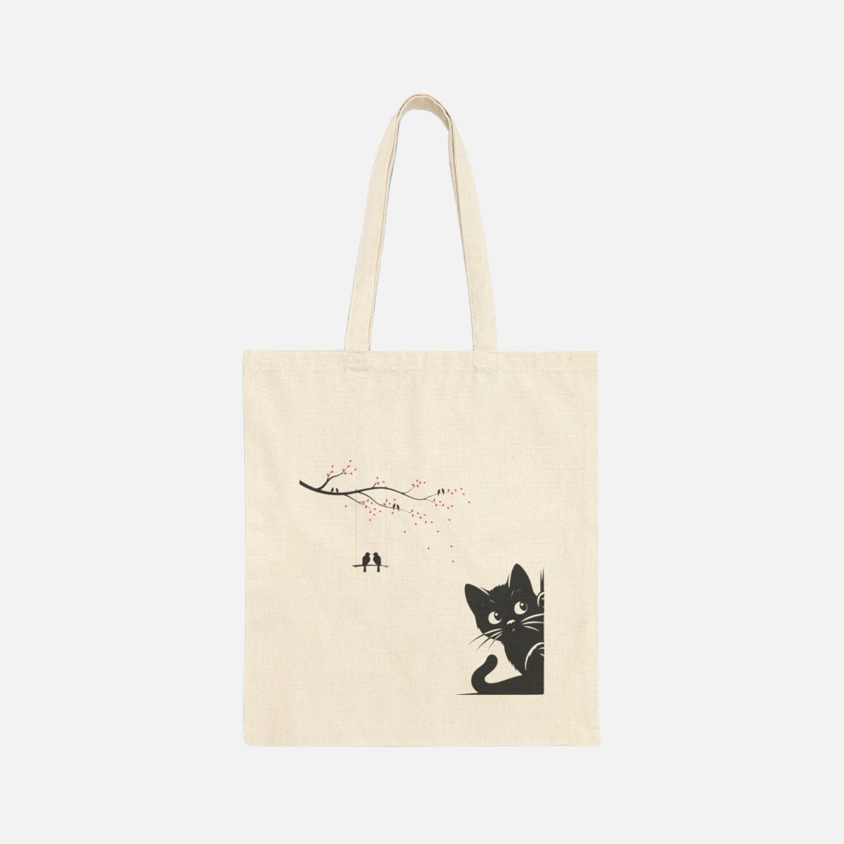 Cat and Birds Canvas Tote Bag - Canvasses