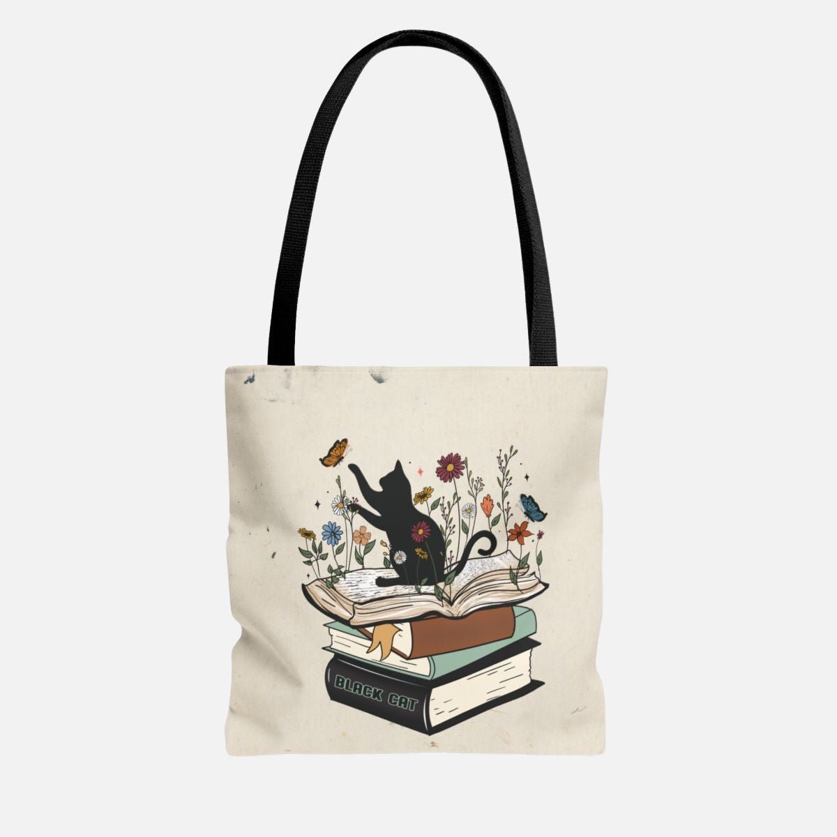 Feline Literary Blooms Tote Bag - Canvasses