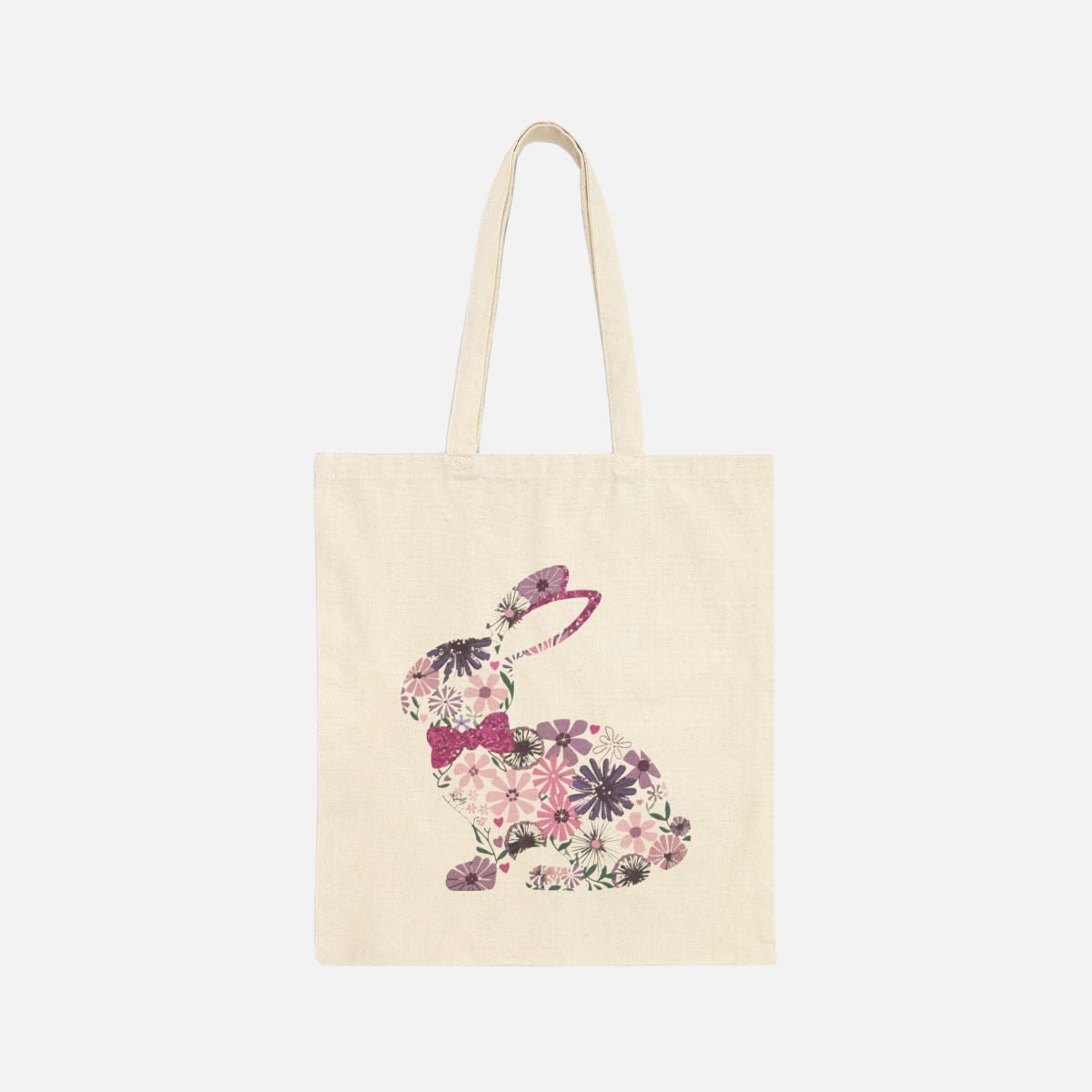 Floral Bunny Canvas Tote Bag - Canvasses