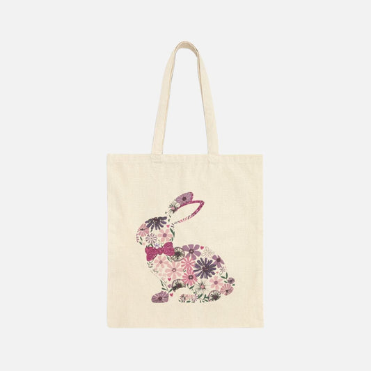 Floral Bunny Canvas Tote Bag - Canvasses